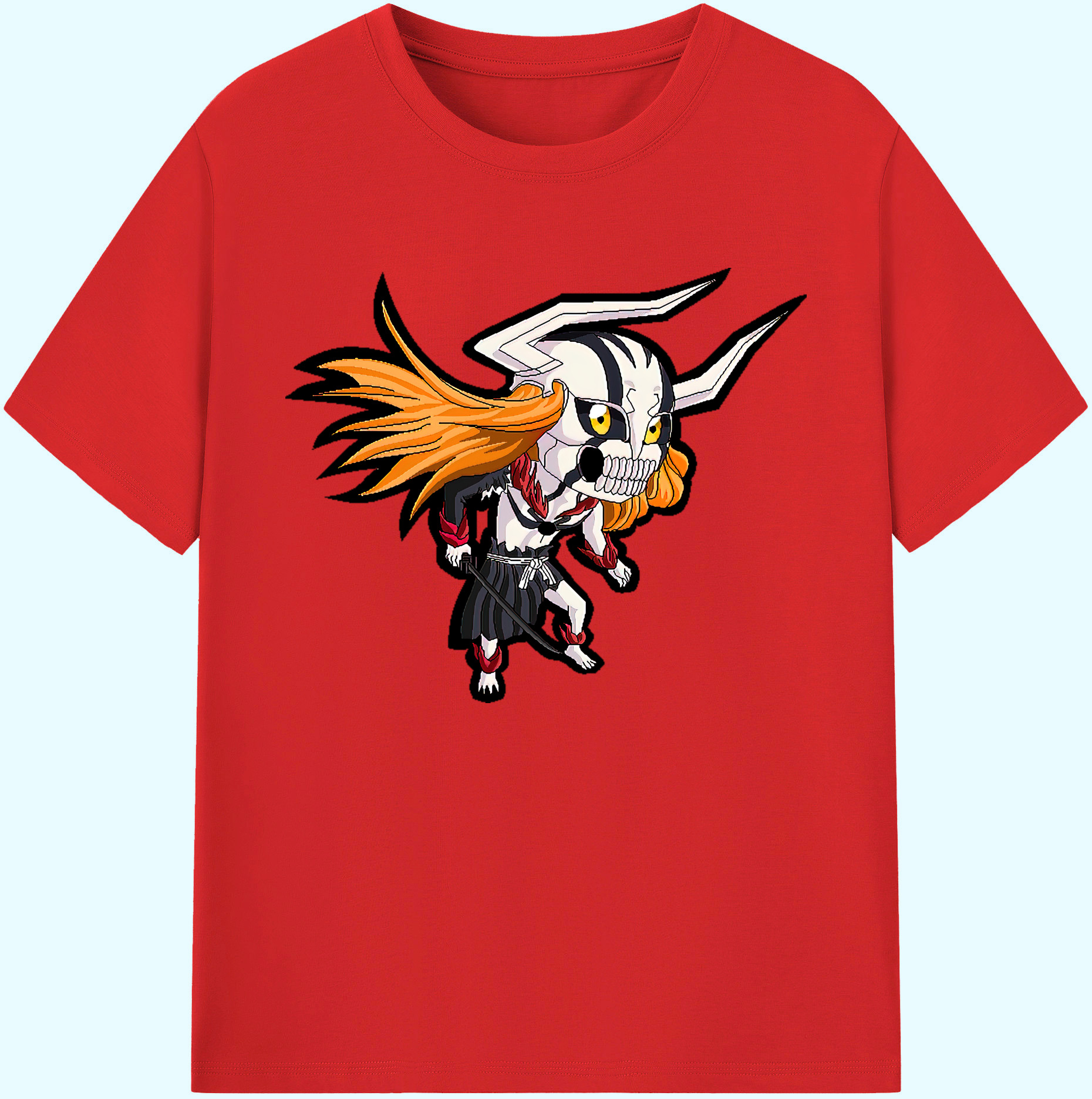 （画像用） ブリーチ 黒崎一護（くろさき いちご）BLEACH Kurosaki Ichigo 綿100％ メンズ半袖Tシャツ｜肌触りやわらか＆通気性