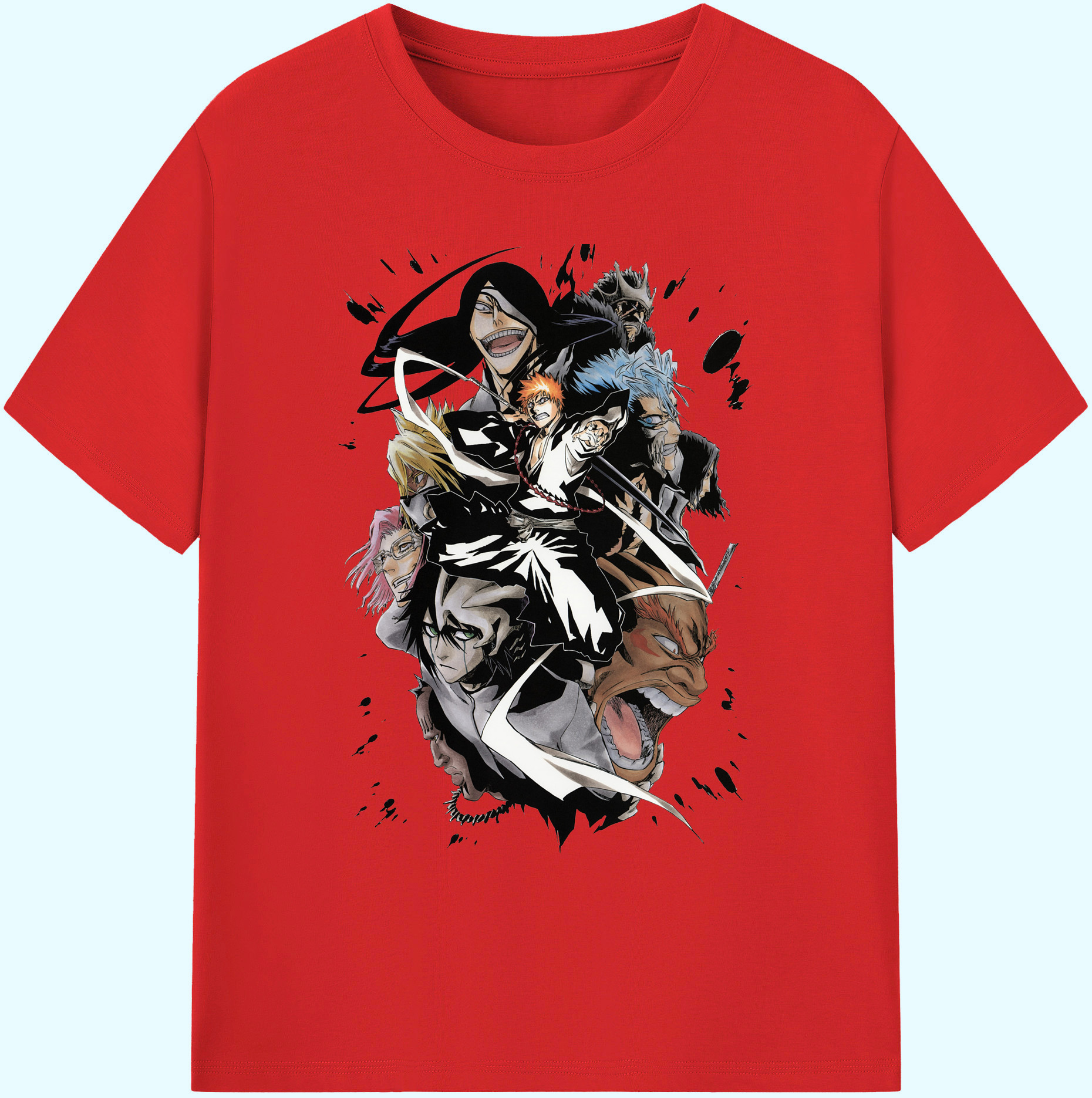 （画像用） ブリーチ 黒崎一護（くろさき いちご）BLEACH Kurosaki Ichigo 綿100％ メンズ半袖Tシャツ｜肌触りやわらか＆通気性