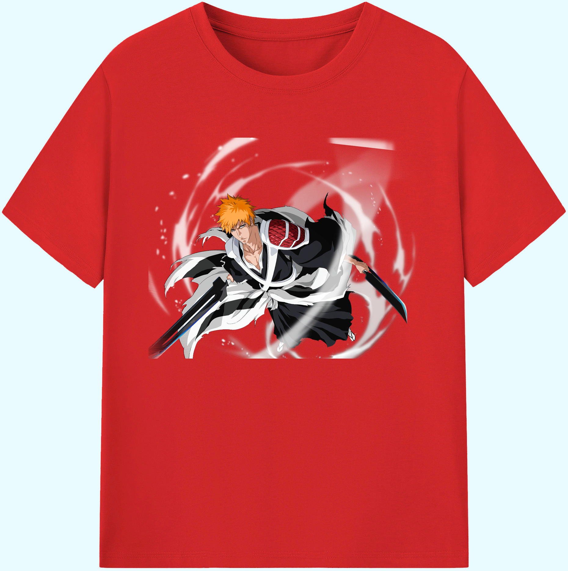 （画像用） ブリーチ 黒崎一護（くろさき いちご）BLEACH Kurosaki Ichigo 綿100％ メンズ半袖Tシャツ｜肌触りやわらか＆通気性