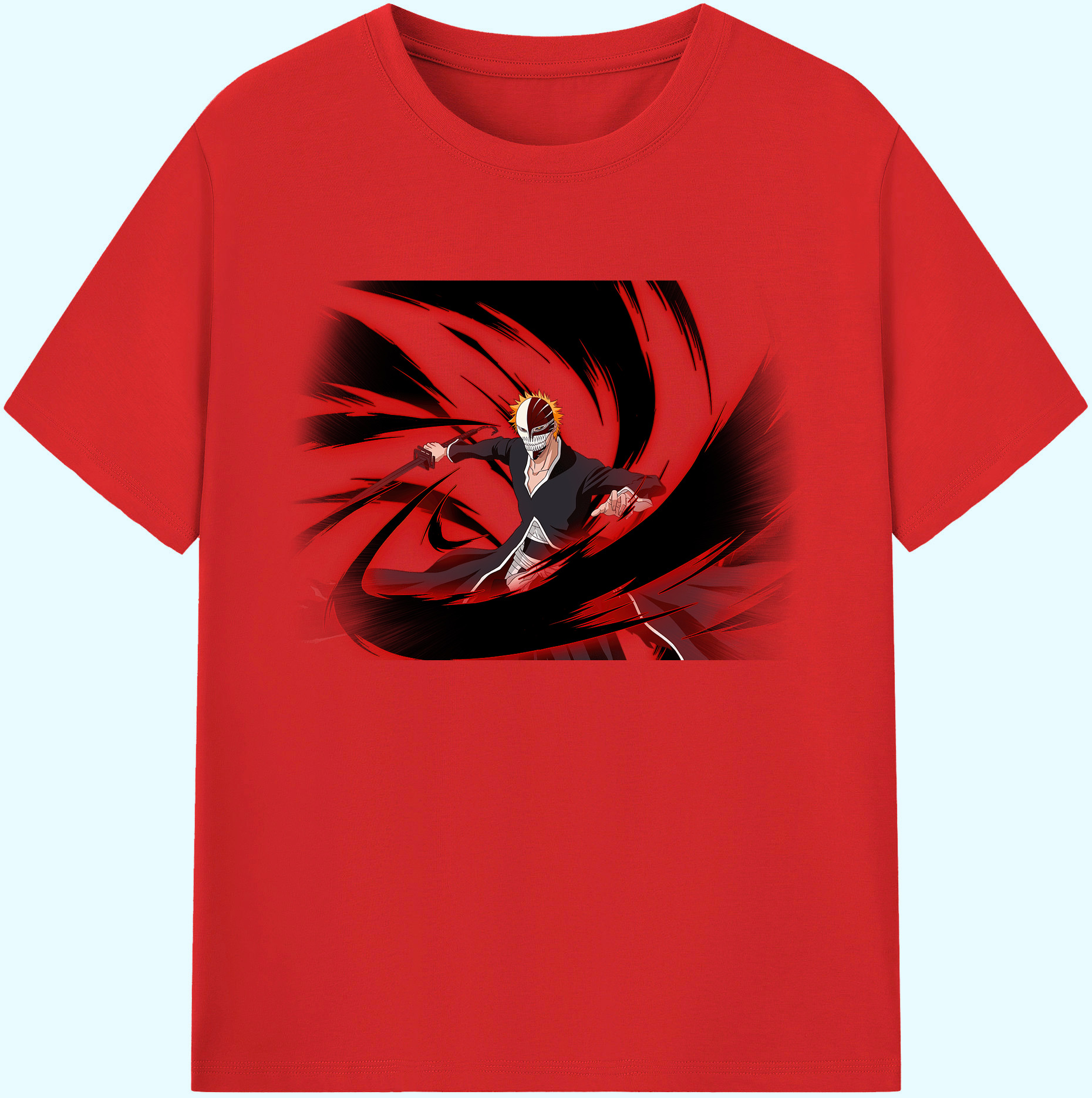 （画像用） ブリーチ 黒崎一護（くろさき いちご）BLEACH Kurosaki Ichigo 綿100％ メンズ半袖Tシャツ｜肌触りやわらか＆通気性