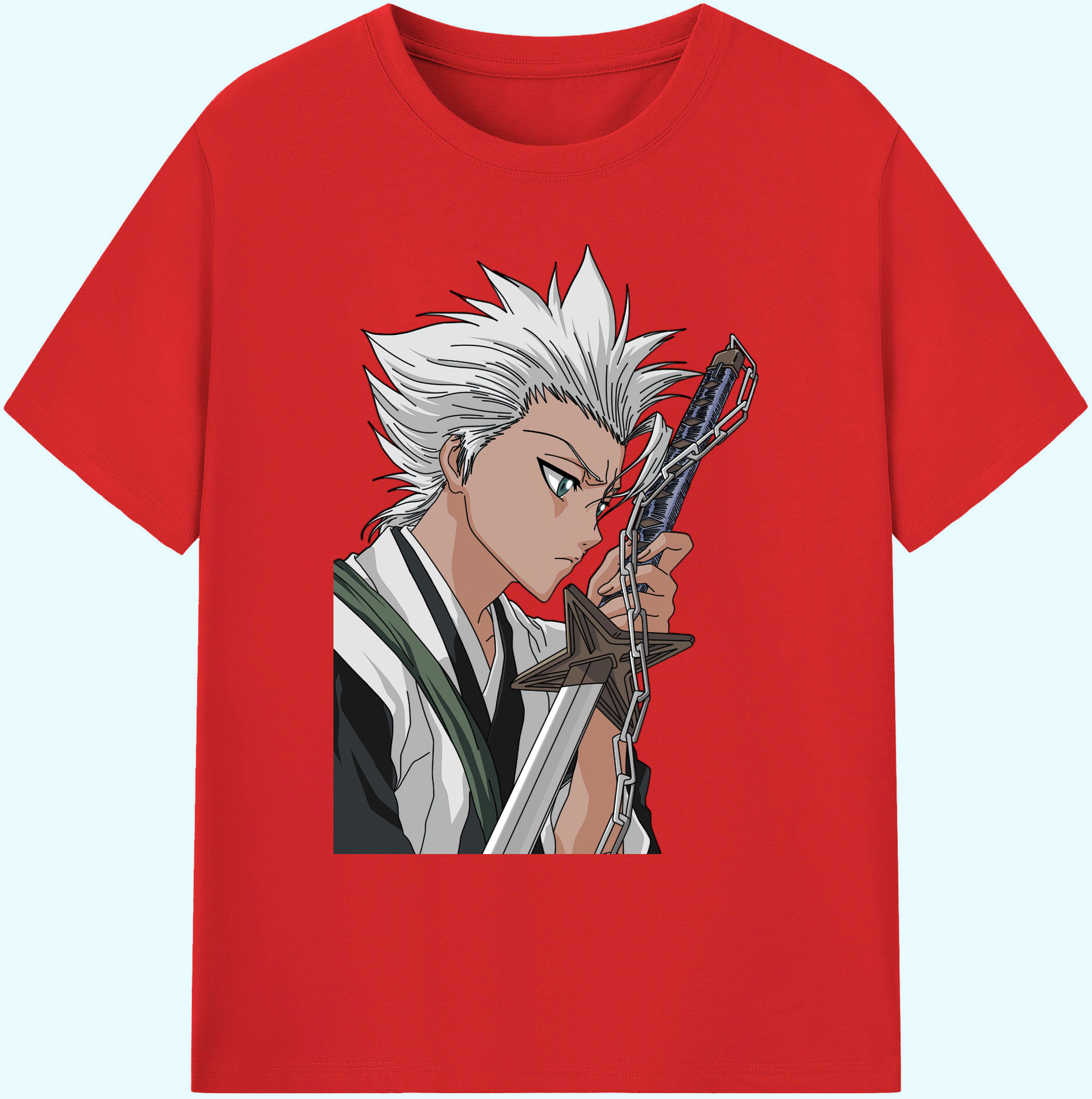 （画像用） ブリーチ 日番谷冬獅郎（ひつがや とうしろう） BLEACH Hitsugaya Toushirou 綿100％ メンズ半袖Tシャツ｜肌触りやわらか＆通気性