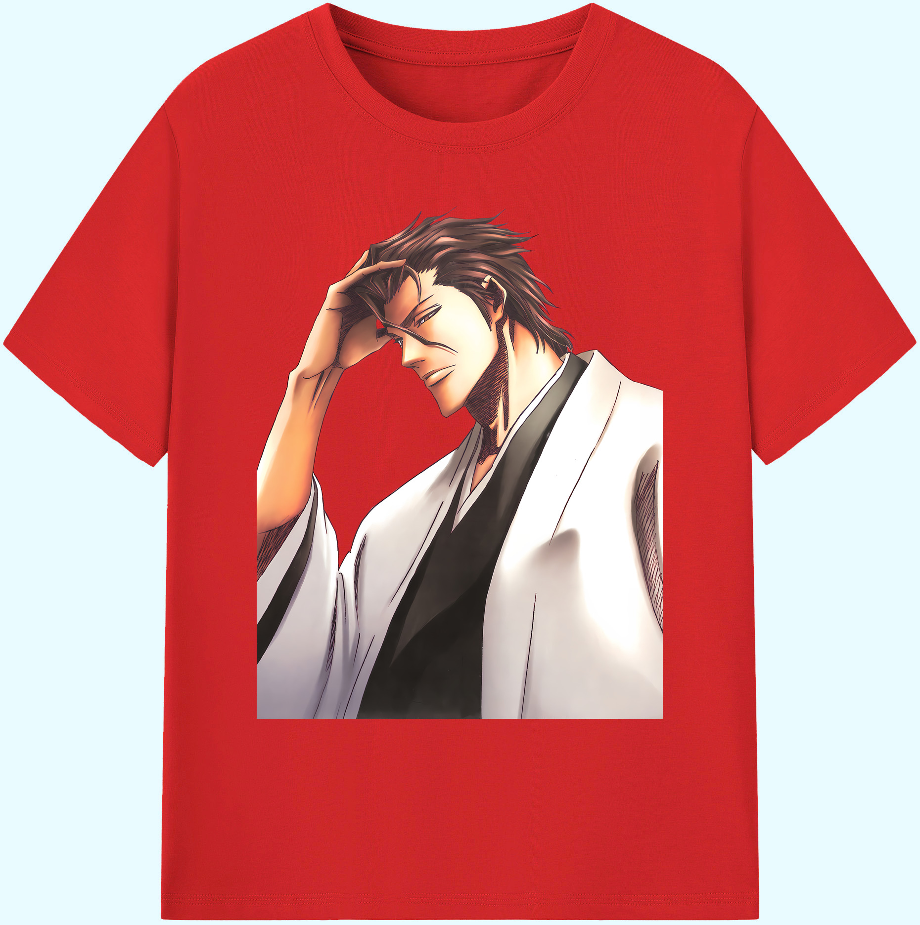 （画像用） ブリーチ 藍染 惣右介（あいぜん そうすけ） BLEACH Aizen Sousuke 綿100％ メンズ半袖Tシャツ｜肌触りやわらか＆通気性