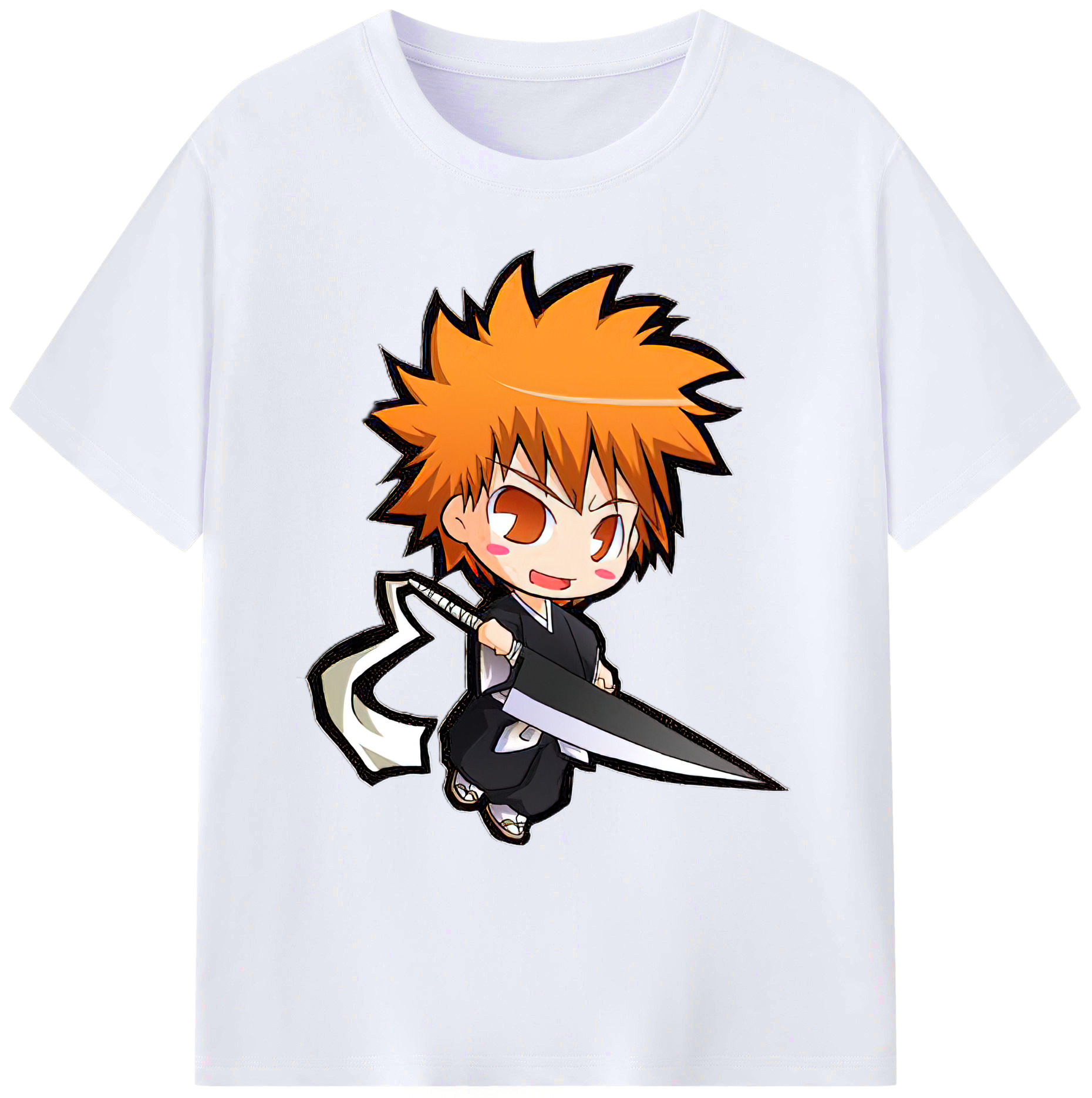 （画像用） ブリーチ 黒崎一護（くろさき いちご）BLEACH Kurosaki Ichigo 綿100％ メンズ半袖Tシャツ｜肌触りやわらか＆通気性