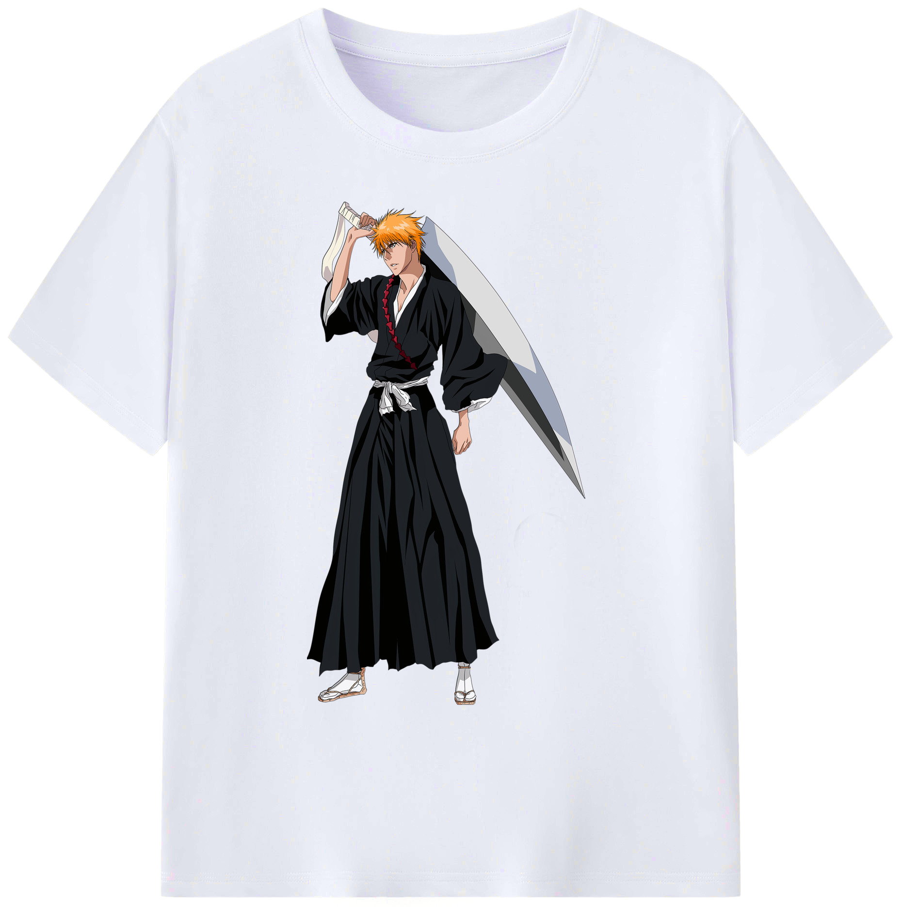 （画像用） ブリーチ 黒崎一護（くろさき いちご）BLEACH Kurosaki Ichigo 綿100％ メンズ半袖Tシャツ｜肌触りやわらか＆通気性