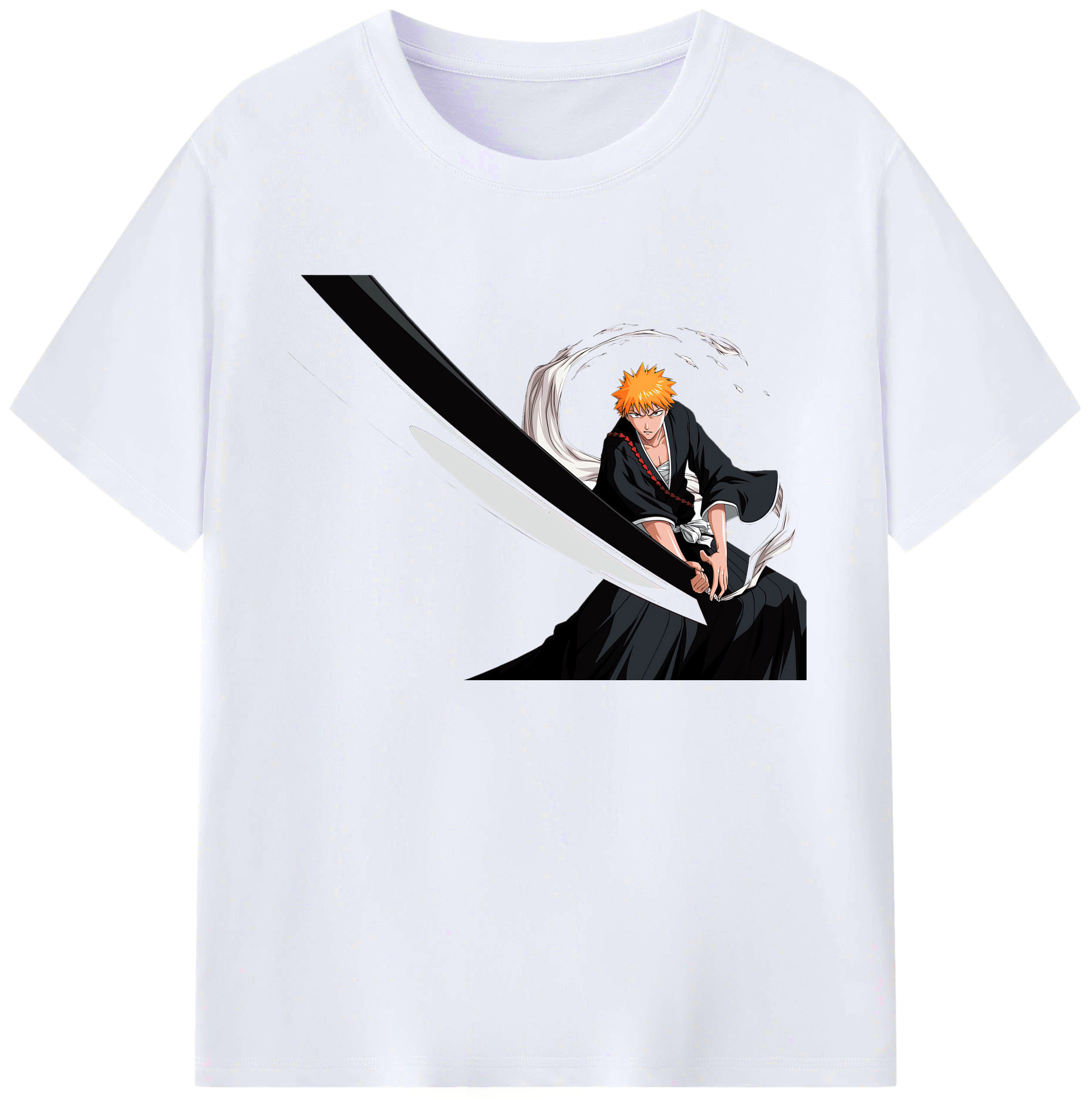 （画像用） ブリーチ 黒崎一護（くろさき いちご）BLEACH Kurosaki Ichigo 綿100％ メンズ半袖Tシャツ｜肌触りやわらか＆通気性