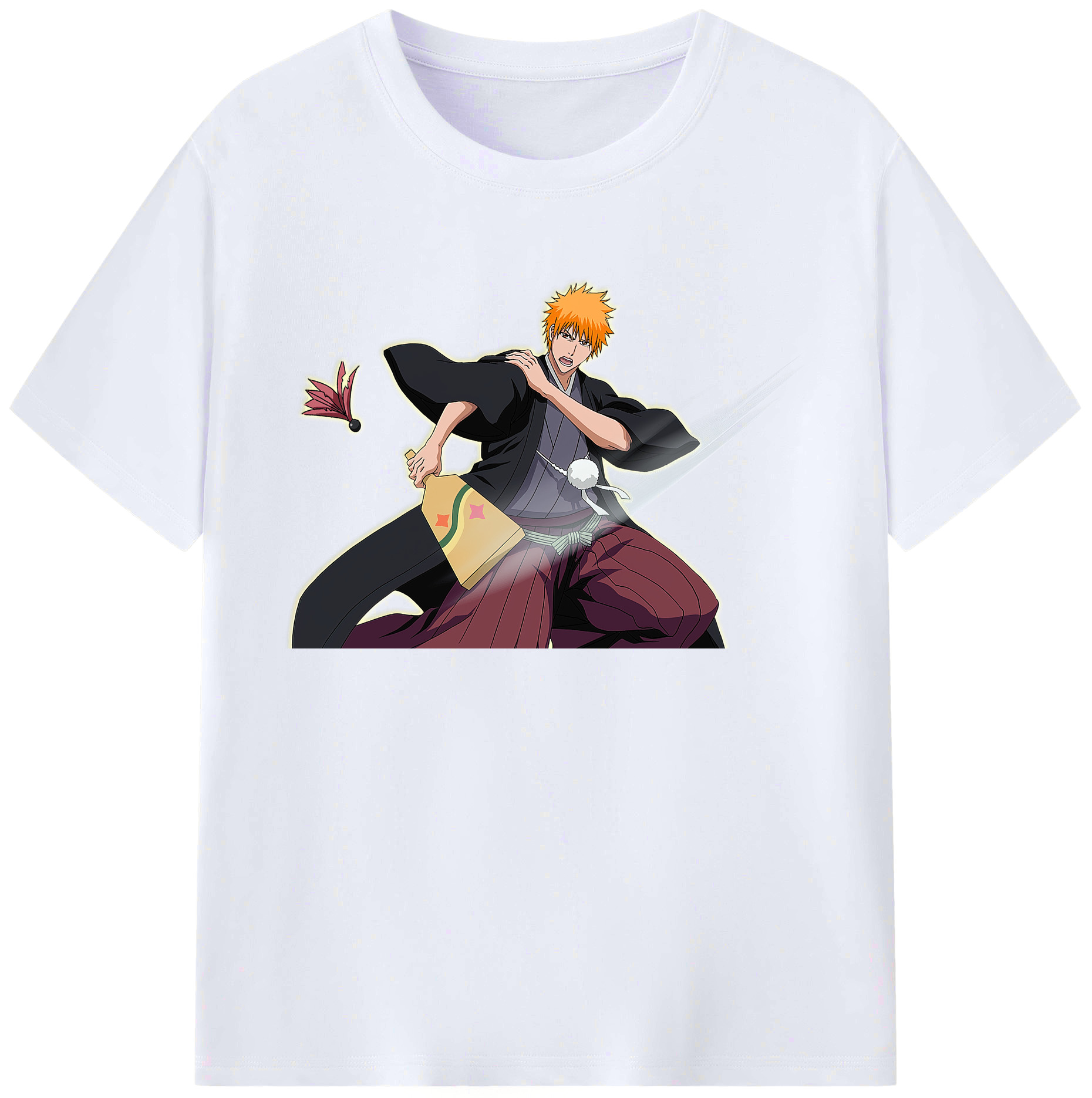 （画像用） ブリーチ 黒崎一護（くろさき いちご）BLEACH Kurosaki Ichigo 綿100％ メンズ半袖Tシャツ｜肌触りやわらか＆通気性