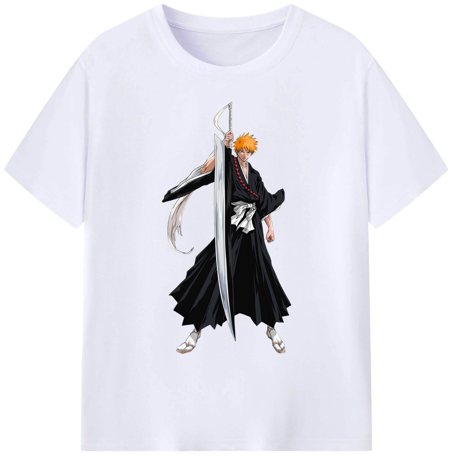 （画像用） ブリーチ 黒崎一護（くろさき いちご）BLEACH Kurosaki Ichigo 綿100％ メンズ半袖Tシャツ｜肌触りやわらか＆通気性