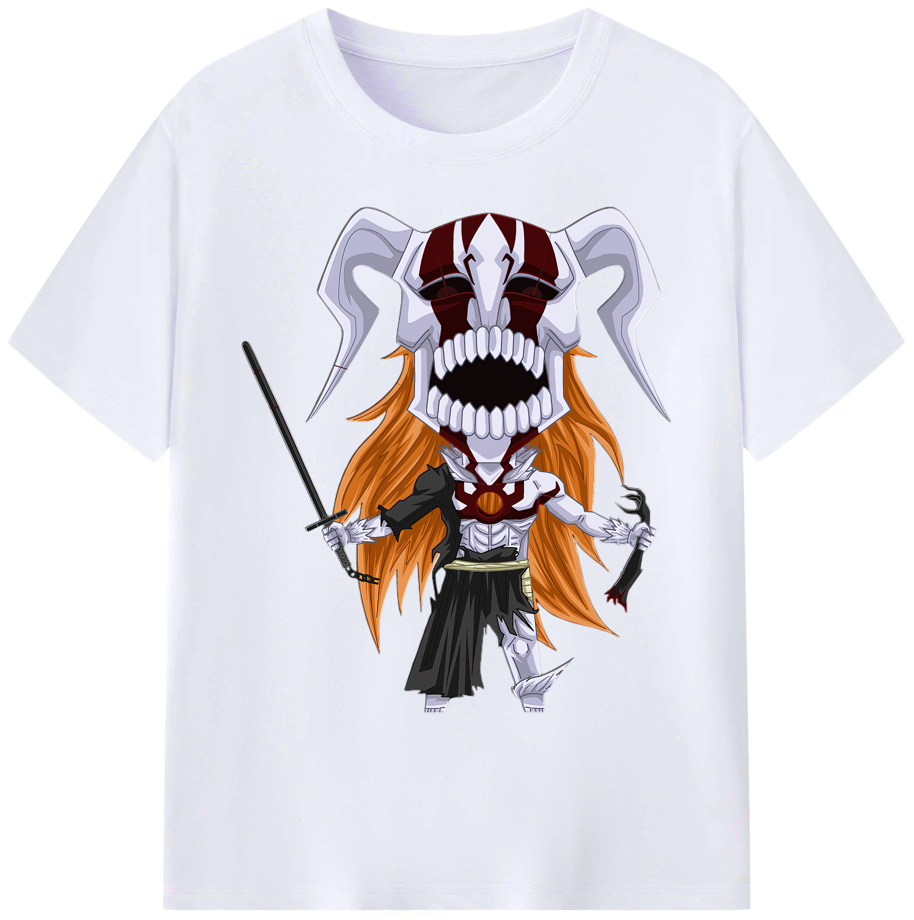 （画像用） ブリーチ 黒崎一護（くろさき いちご）BLEACH Kurosaki Ichigo 綿100％ メンズ半袖Tシャツ｜肌触りやわらか＆通気性