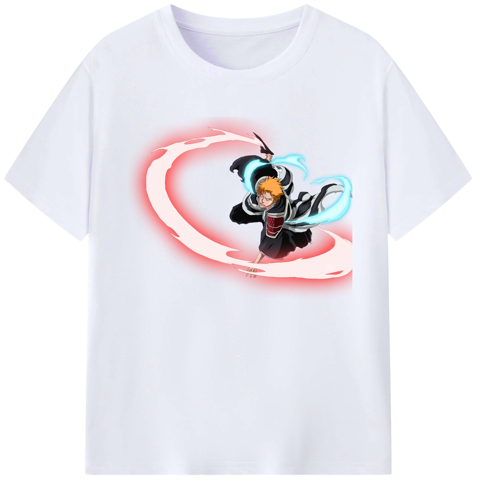 （画像用） ブリーチ 黒崎一護（くろさき いちご）BLEACH Kurosaki Ichigo 綿100％ メンズ半袖Tシャツ｜肌触りやわらか＆通気性