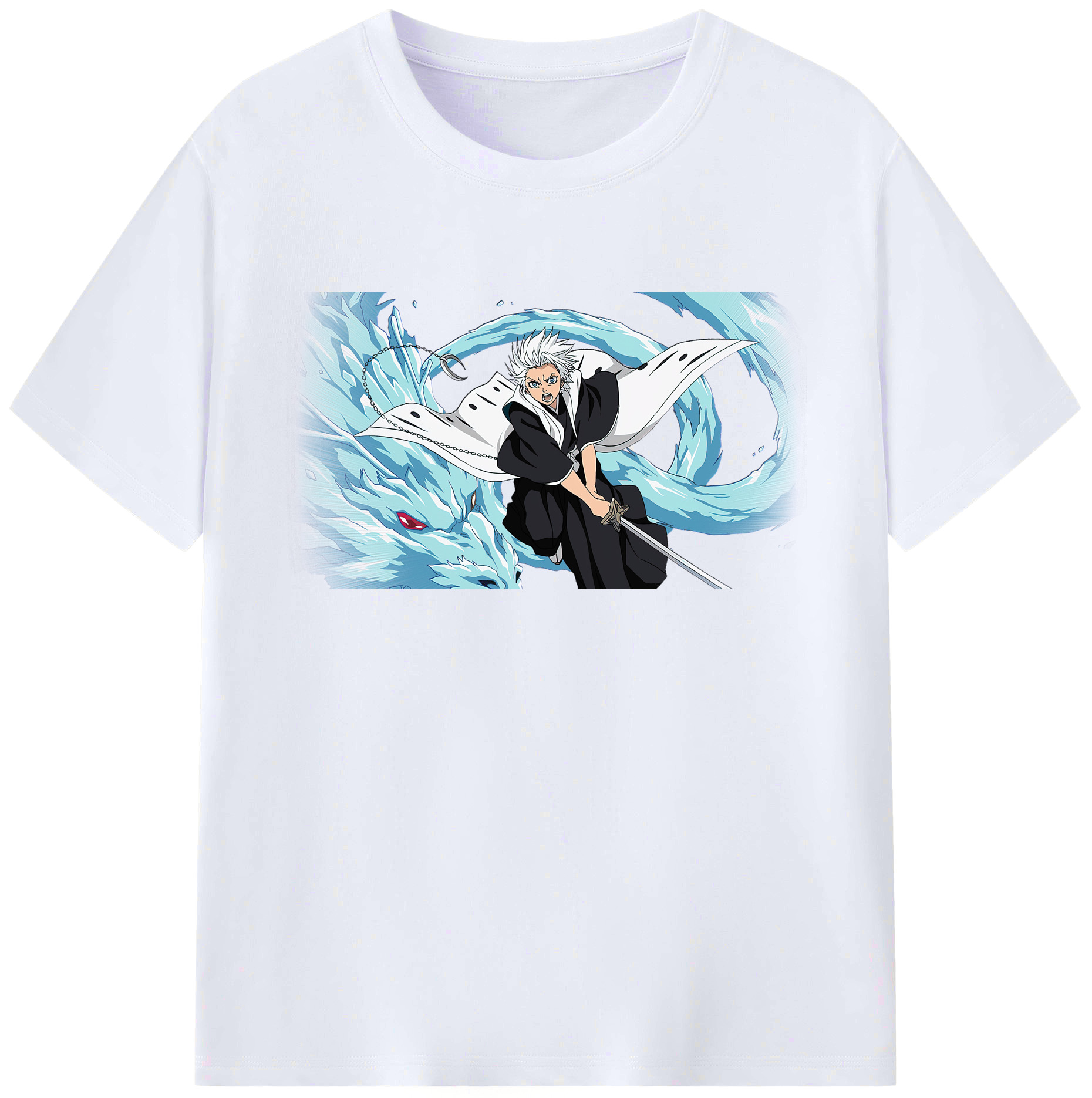 （画像用） ブリーチ 日番谷冬獅郎（ひつがや とうしろう） BLEACH Hitsugaya Toushirou 綿100％ メンズ半袖Tシャツ｜肌触りやわらか＆通気性