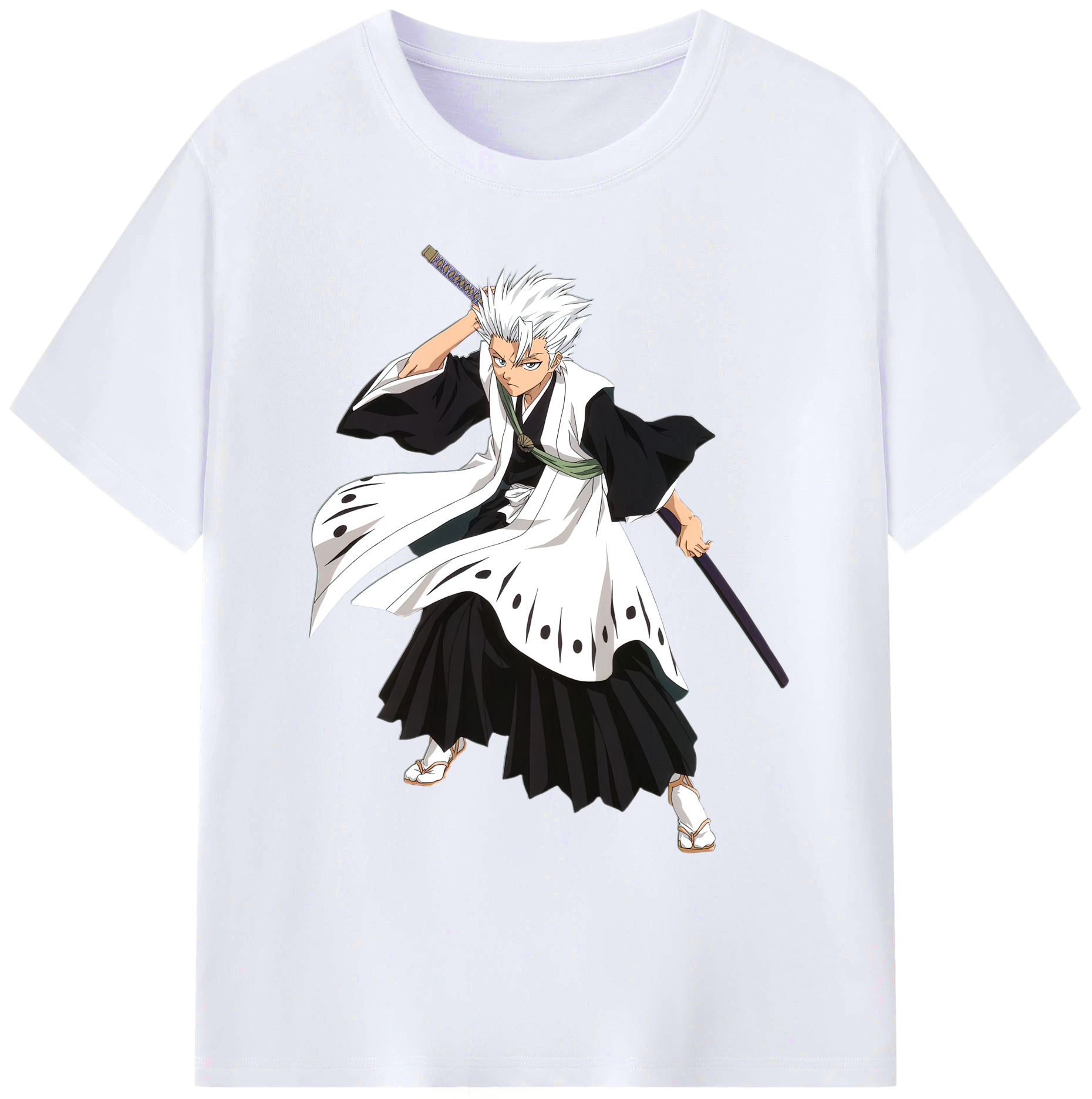 （画像用） ブリーチ 日番谷冬獅郎（ひつがや とうしろう） BLEACH Hitsugaya Toushirou 綿100％ メンズ半袖Tシャツ｜肌触りやわらか＆通気性