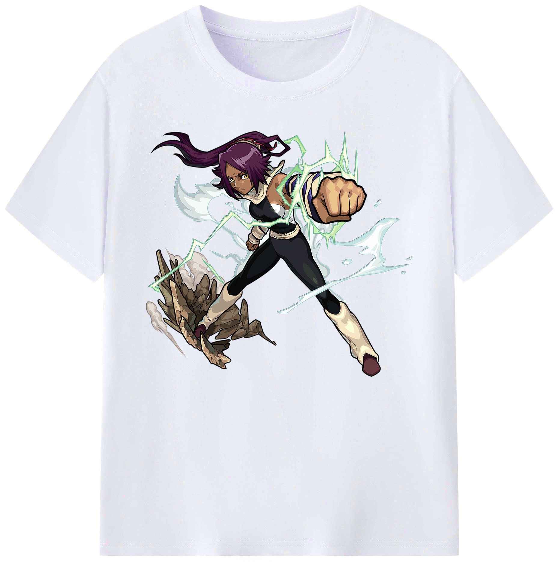 （画像用） ブリーチ 四楓院 夜一（しほういん よるいち） BLEACH Shihouin Yoruichi 綿100％ メンズ半袖Tシャツ｜肌触りやわらか＆通気性