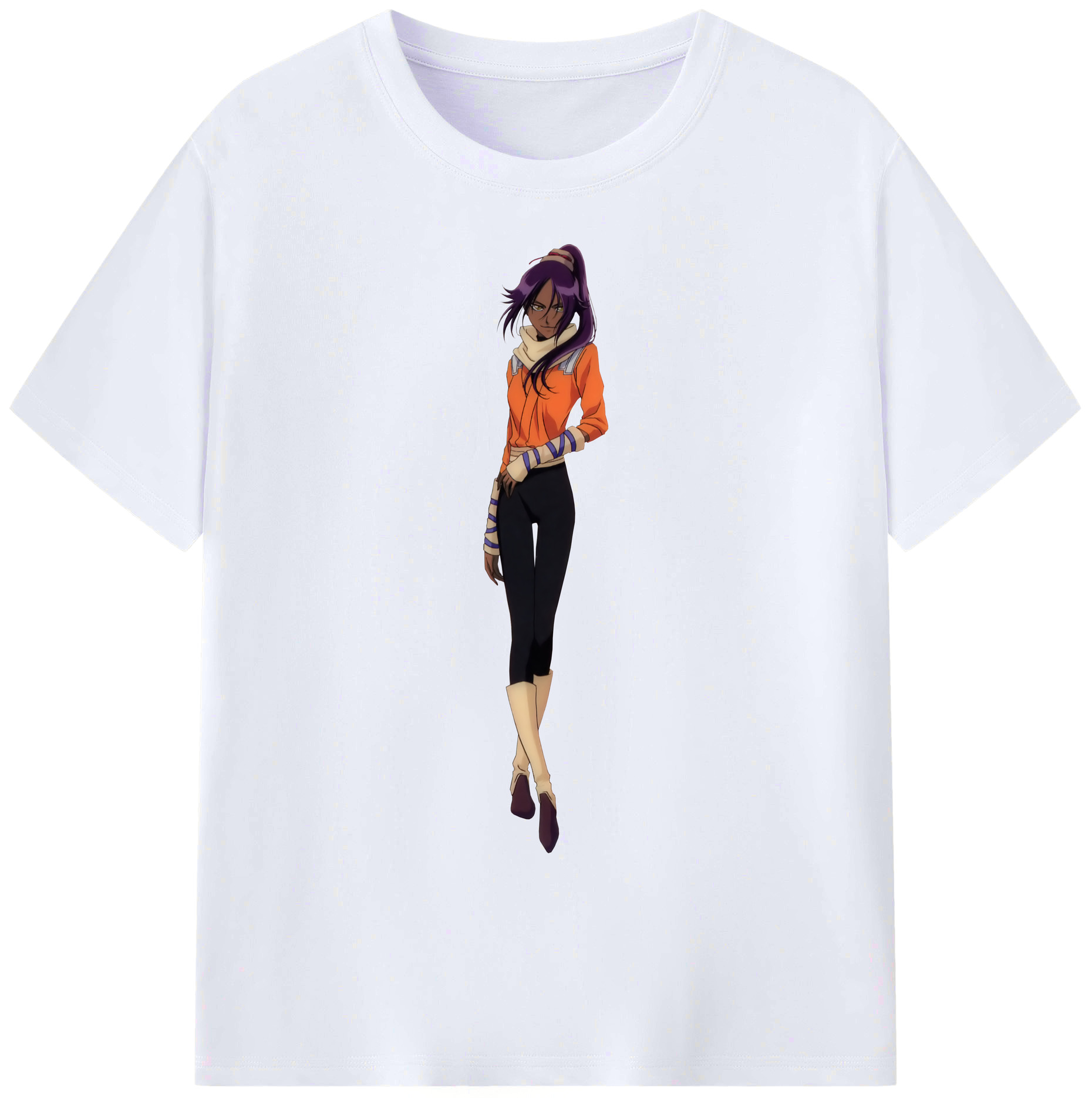 （画像用） ブリーチ 四楓院 夜一（しほういん よるいち） BLEACH Shihouin Yoruichi 綿100％ メンズ半袖Tシャツ｜肌触りやわらか＆通気性