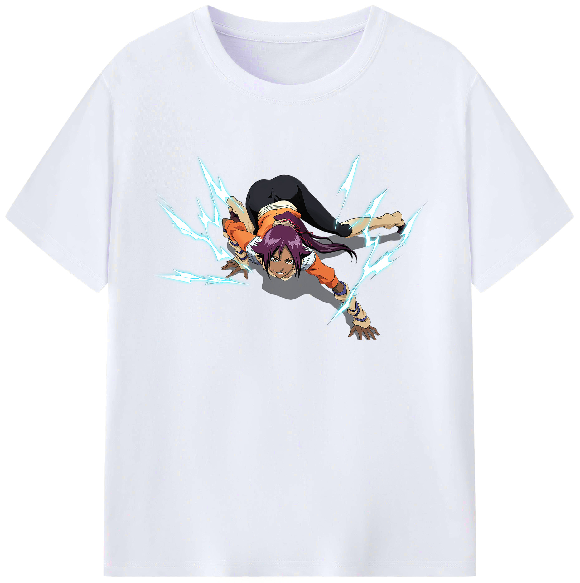 （画像用） ブリーチ 四楓院 夜一（しほういん よるいち） BLEACH Shihouin Yoruichi 綿100％ メンズ半袖Tシャツ｜肌触りやわらか＆通気性