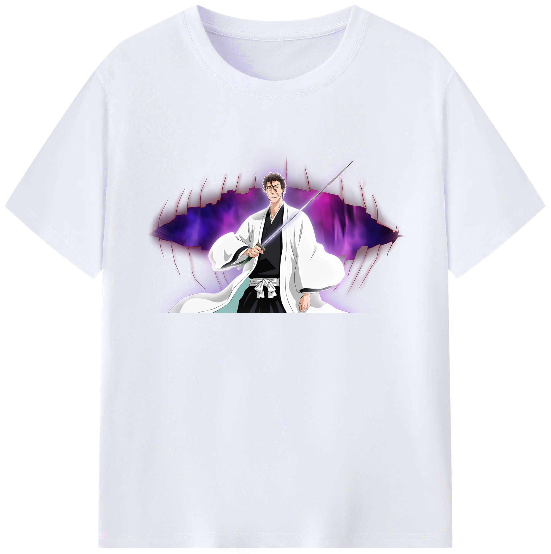 （画像用） ブリーチ 藍染 惣右介（あいぜん そうすけ） BLEACH Aizen Sousuke 綿100％ メンズ半袖Tシャツ｜肌触りやわらか＆通気性