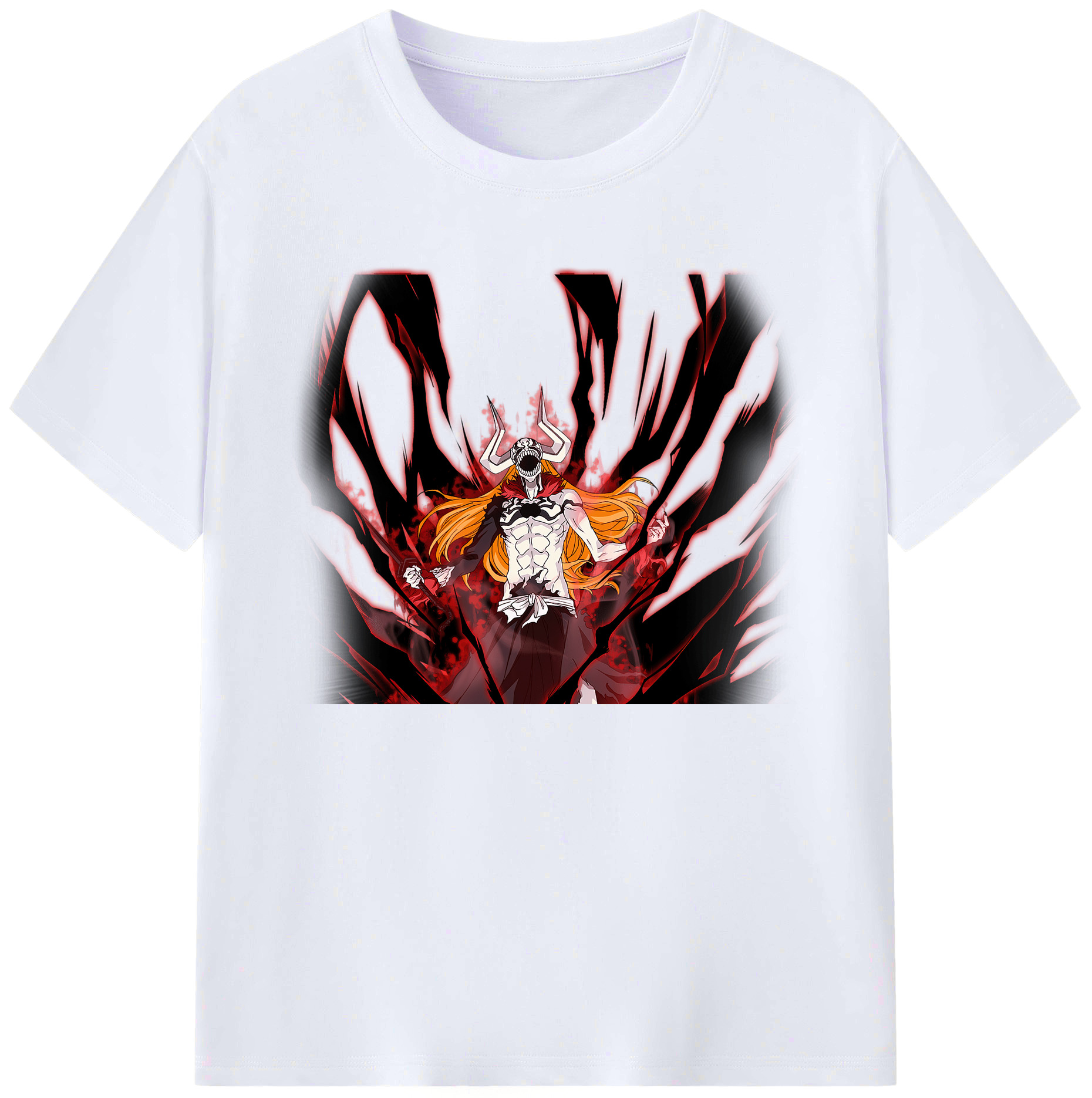 （画像用） ブリーチ 黒崎一護（くろさき いちご）BLEACH Kurosaki Ichigo 綿100％ メンズ半袖Tシャツ｜肌触りやわらか＆通気性