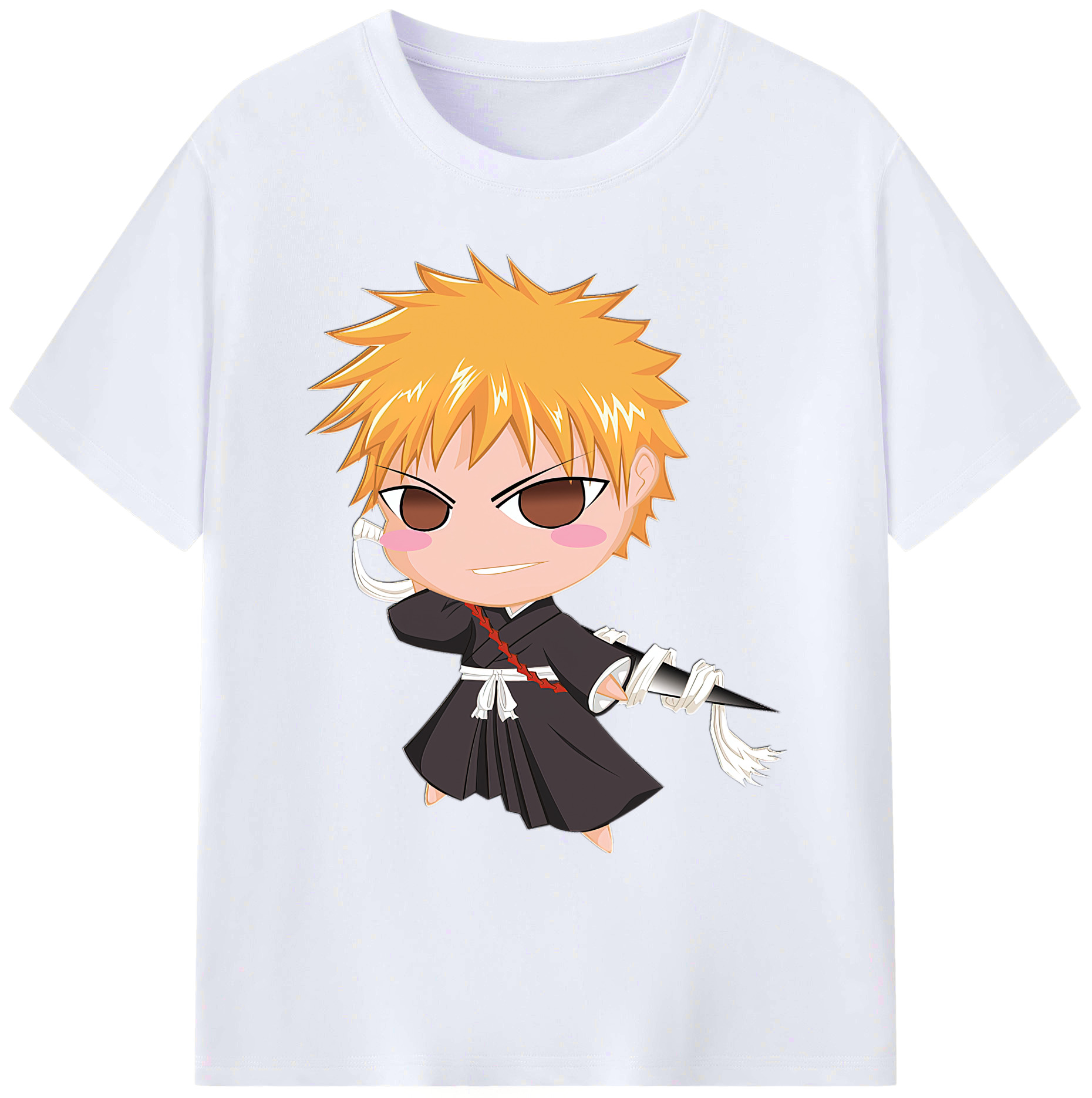 （画像用） ブリーチ 黒崎一護（くろさき いちご）BLEACH Kurosaki Ichigo 綿100％ メンズ半袖Tシャツ｜肌触りやわらか＆通気性