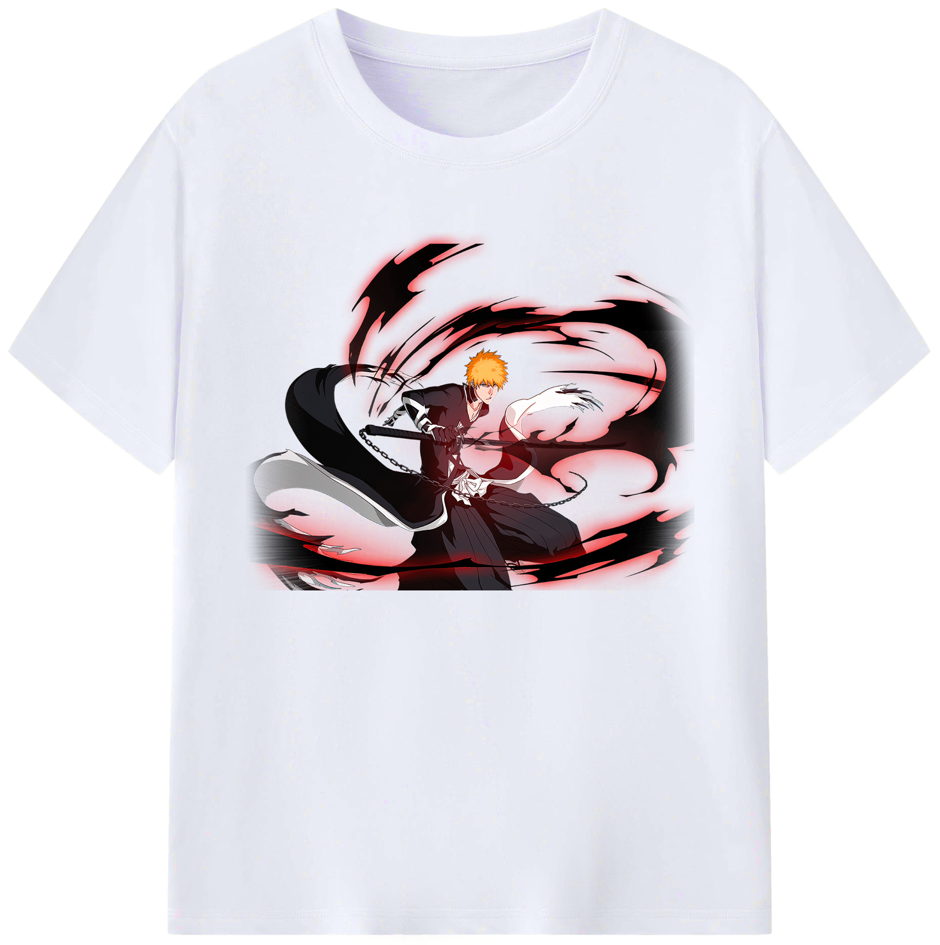 （画像用） ブリーチ 黒崎一護（くろさき いちご）BLEACH Kurosaki Ichigo 綿100％ メンズ半袖Tシャツ｜肌触りやわらか＆通気性