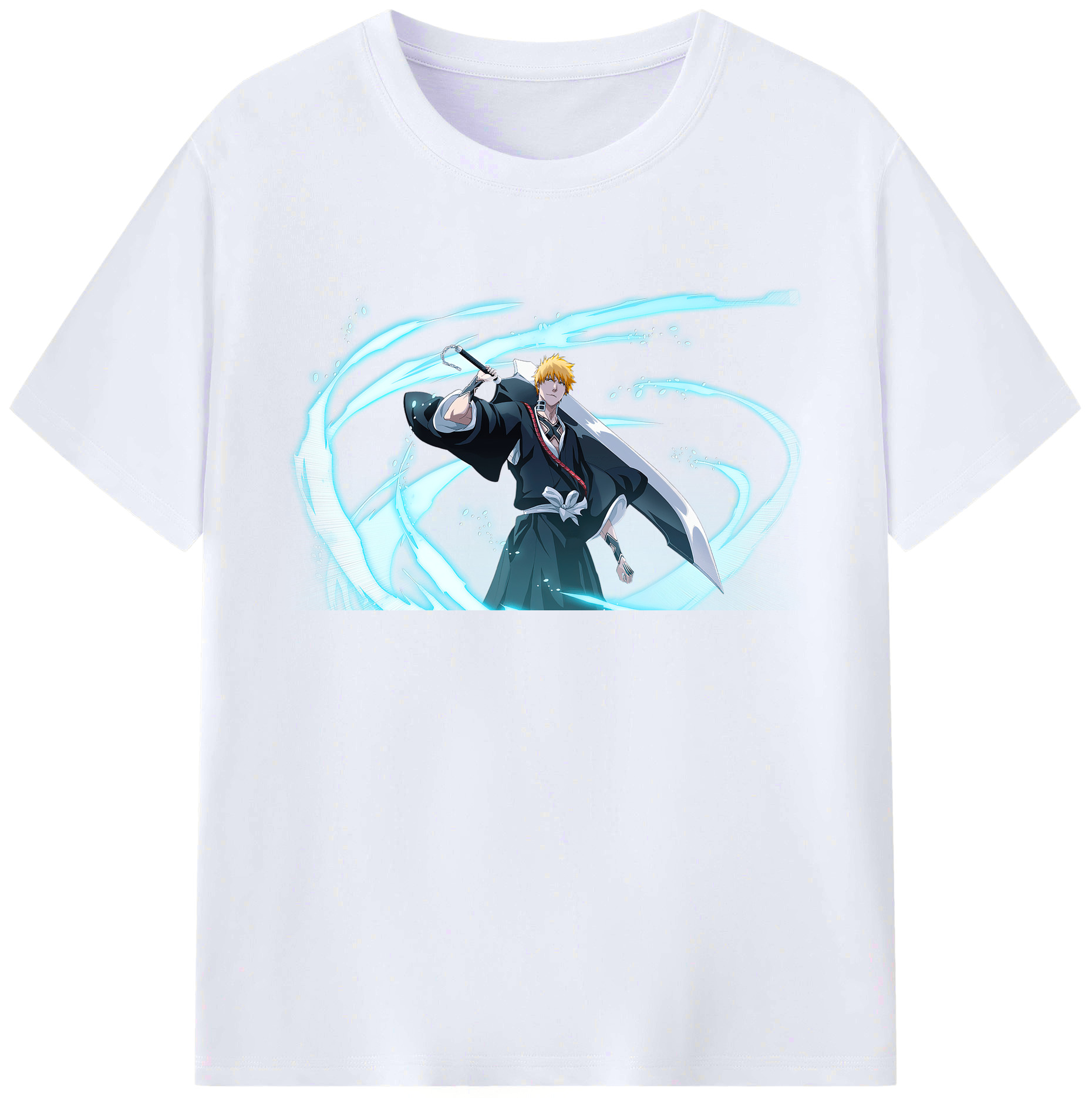 （画像用） ブリーチ 黒崎一護（くろさき いちご）BLEACH Kurosaki Ichigo 綿100％ メンズ半袖Tシャツ｜肌触りやわらか＆通気性