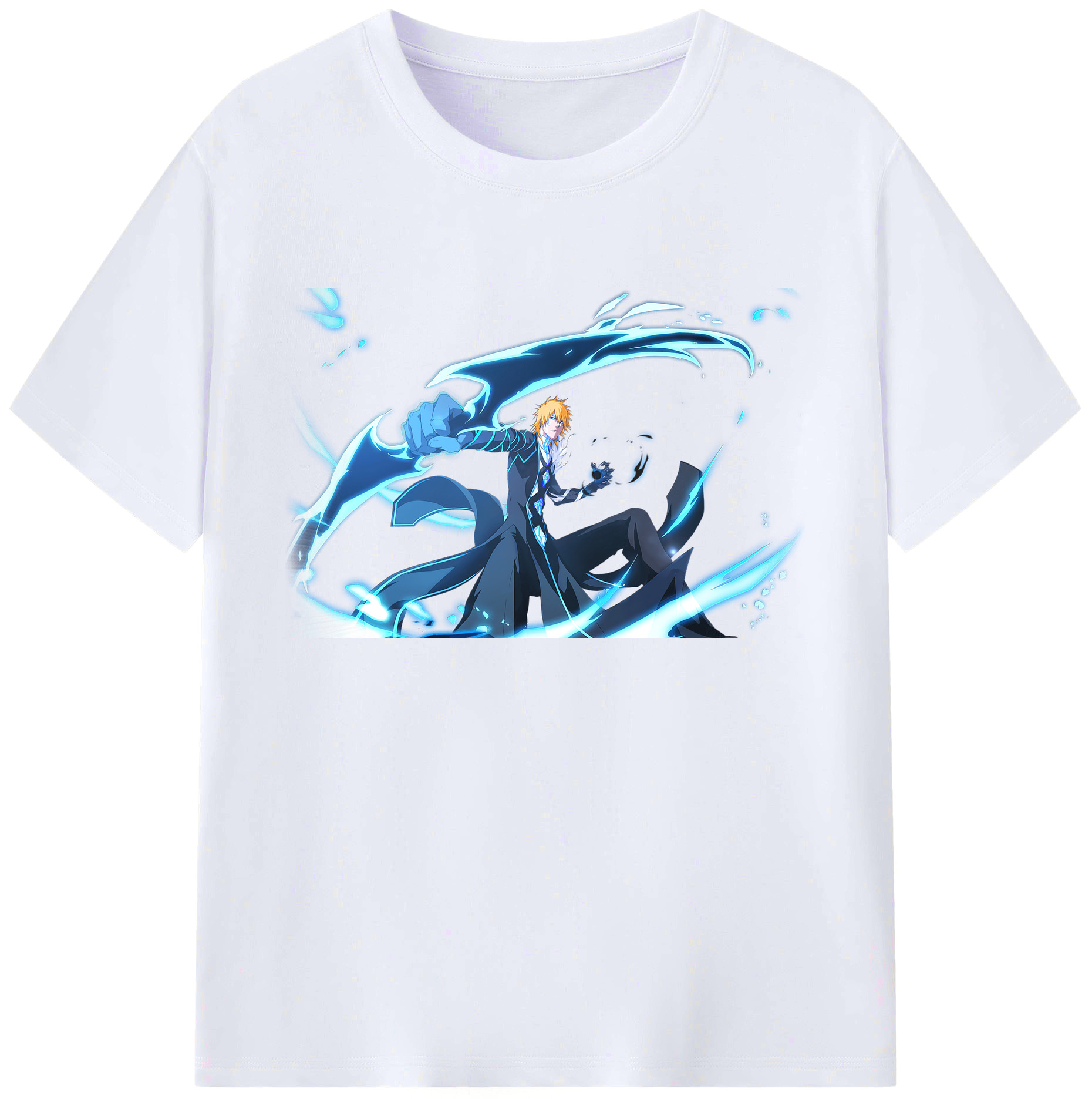 （画像用） ブリーチ 黒崎一護（くろさき いちご）BLEACH Kurosaki Ichigo 綿100％ メンズ半袖Tシャツ｜肌触りやわらか＆通気性