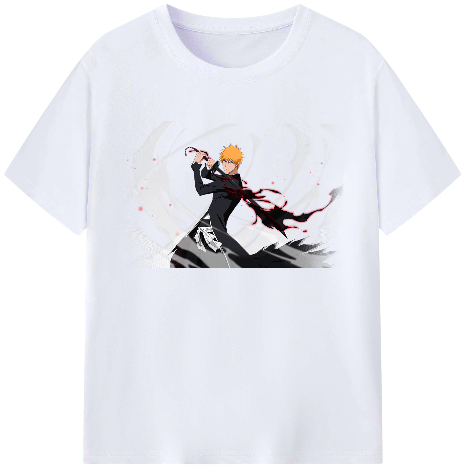 （画像用） ブリーチ 黒崎一護（くろさき いちご）BLEACH Kurosaki Ichigo 綿100％ メンズ半袖Tシャツ｜肌触りやわらか＆通気性