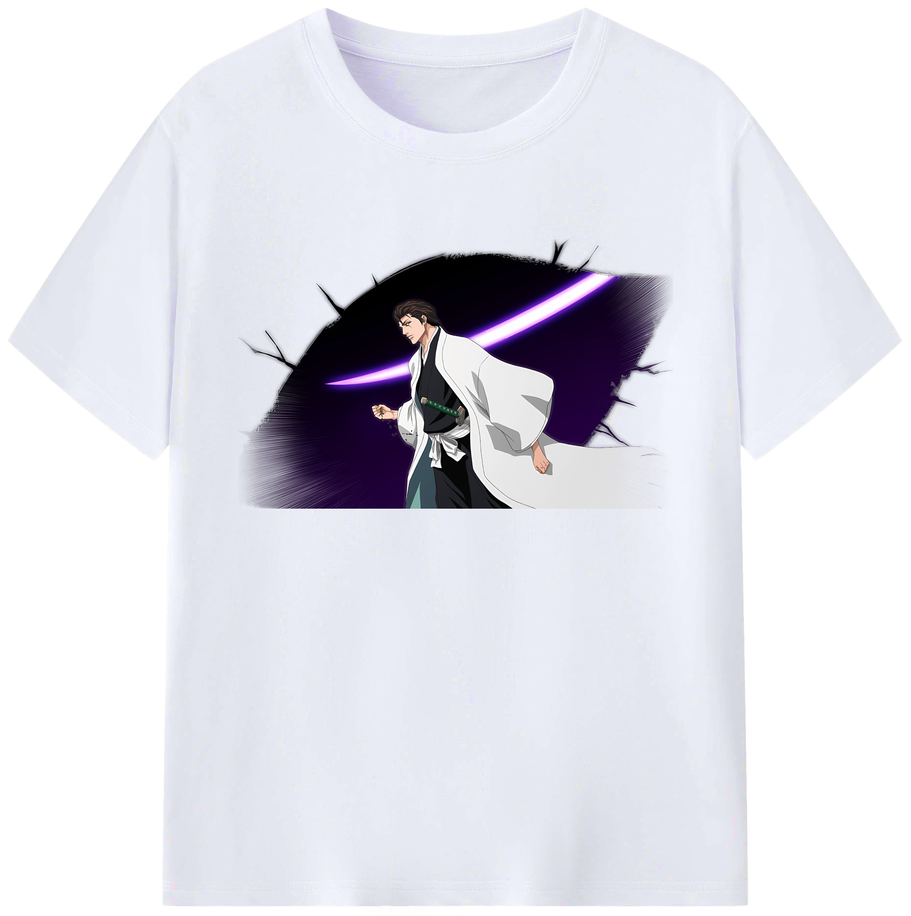 （画像用） ブリーチ 藍染 惣右介（あいぜん そうすけ） BLEACH Aizen Sousuke 綿100％ メンズ半袖Tシャツ｜肌触りやわらか＆通気性