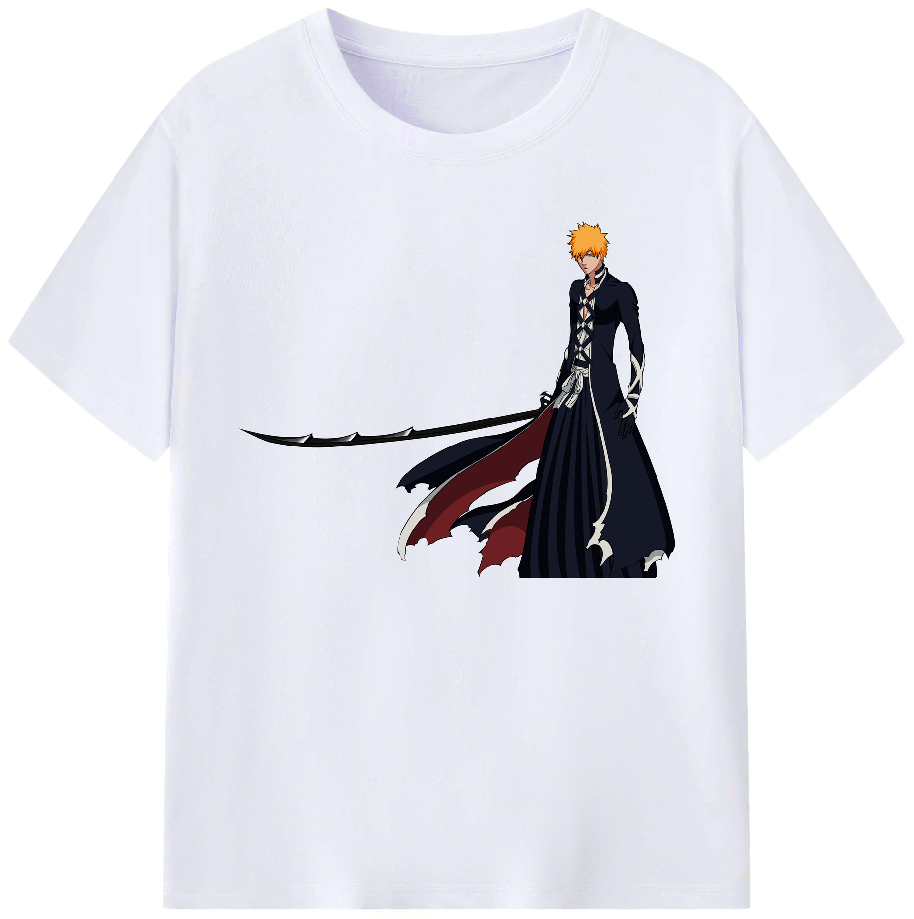 （画像用） ブリーチ 黒崎一護（くろさき いちご）BLEACH Kurosaki Ichigo 綿100％ メンズ半袖Tシャツ｜肌触りやわらか＆通気性