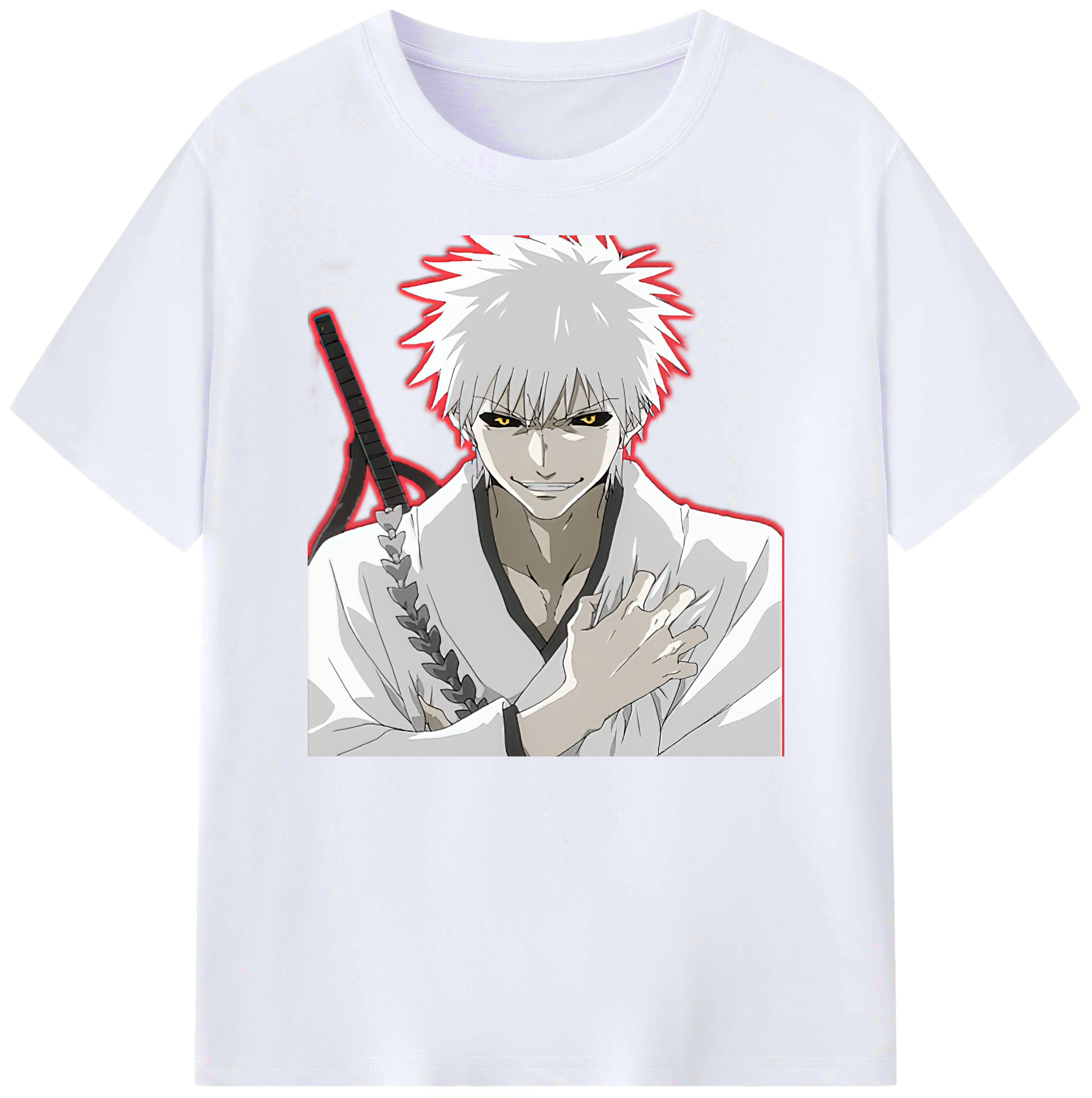 （画像用） ブリーチ 黒崎一護（くろさき いちご）BLEACH Kurosaki Ichigo 綿100％ メンズ半袖Tシャツ｜肌触りやわらか＆通気性