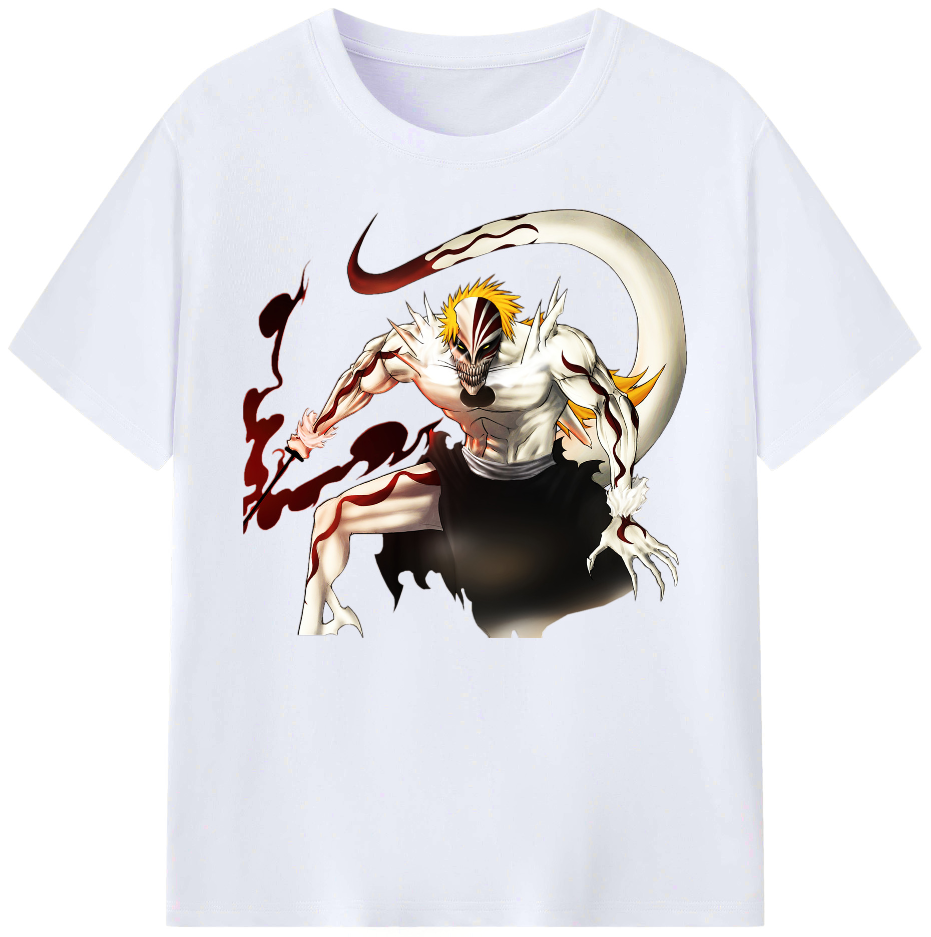 （画像用） ブリーチ 黒崎一護（くろさき いちご）BLEACH Kurosaki Ichigo 綿100％ メンズ半袖Tシャツ｜肌触りやわらか＆通気性