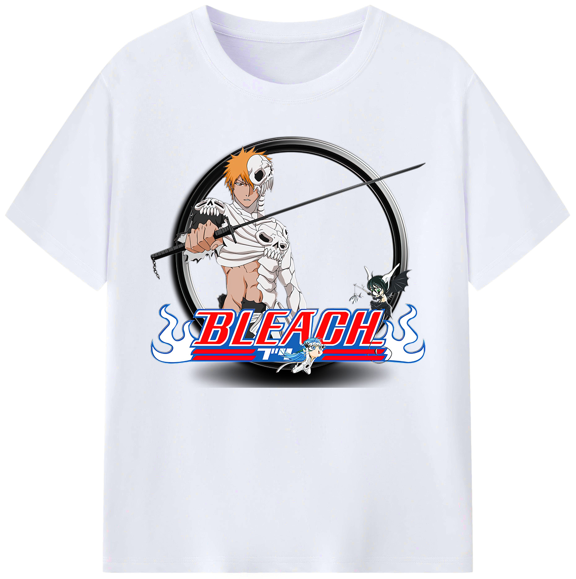 （画像用） ブリーチ 黒崎一護（くろさき いちご）BLEACH Kurosaki Ichigo 綿100％ メンズ半袖Tシャツ｜肌触りやわらか＆通気性