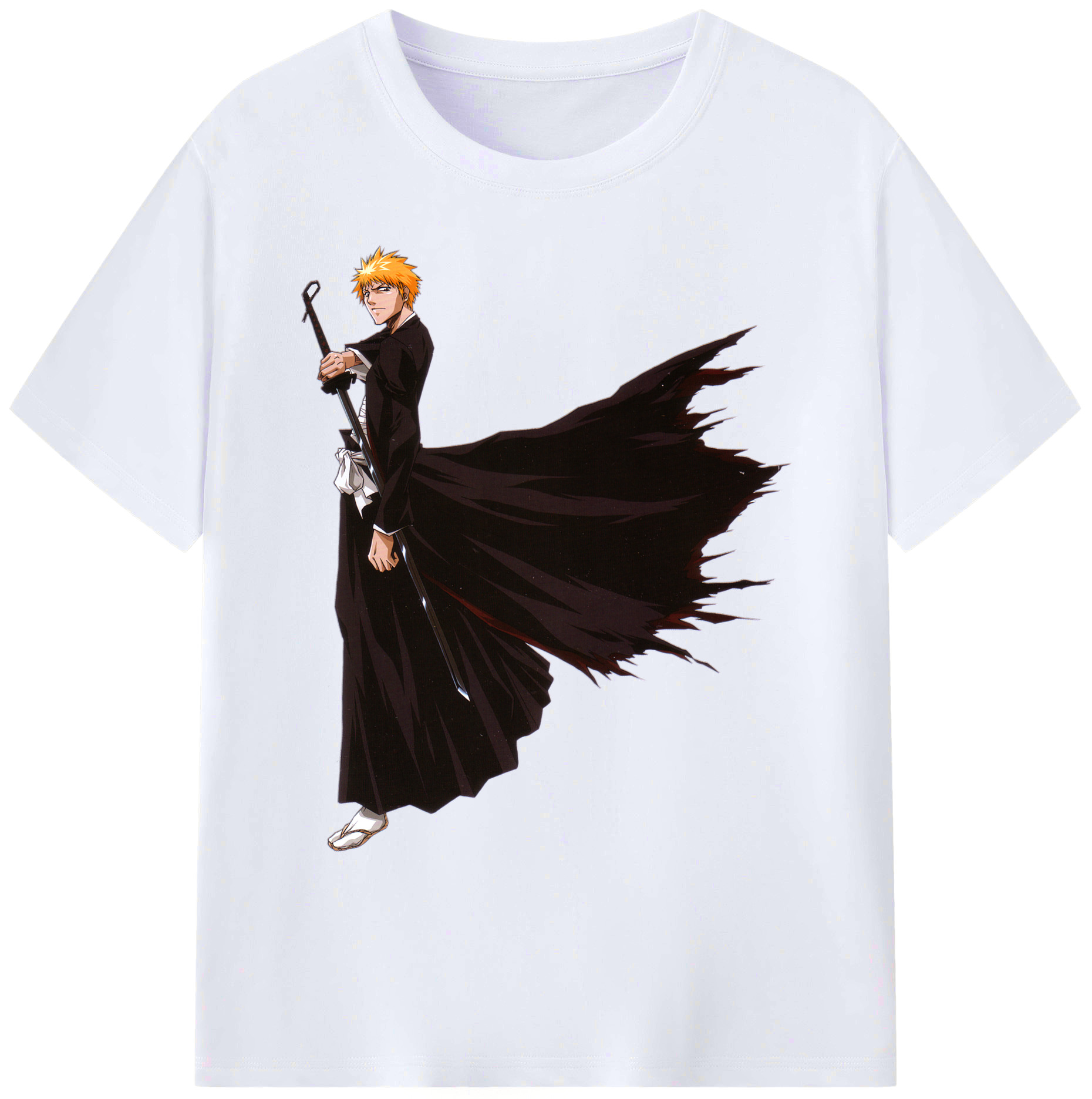 （画像用） ブリーチ 黒崎一護（くろさき いちご）BLEACH Kurosaki Ichigo 綿100％ メンズ半袖Tシャツ｜肌触りやわらか＆通気性