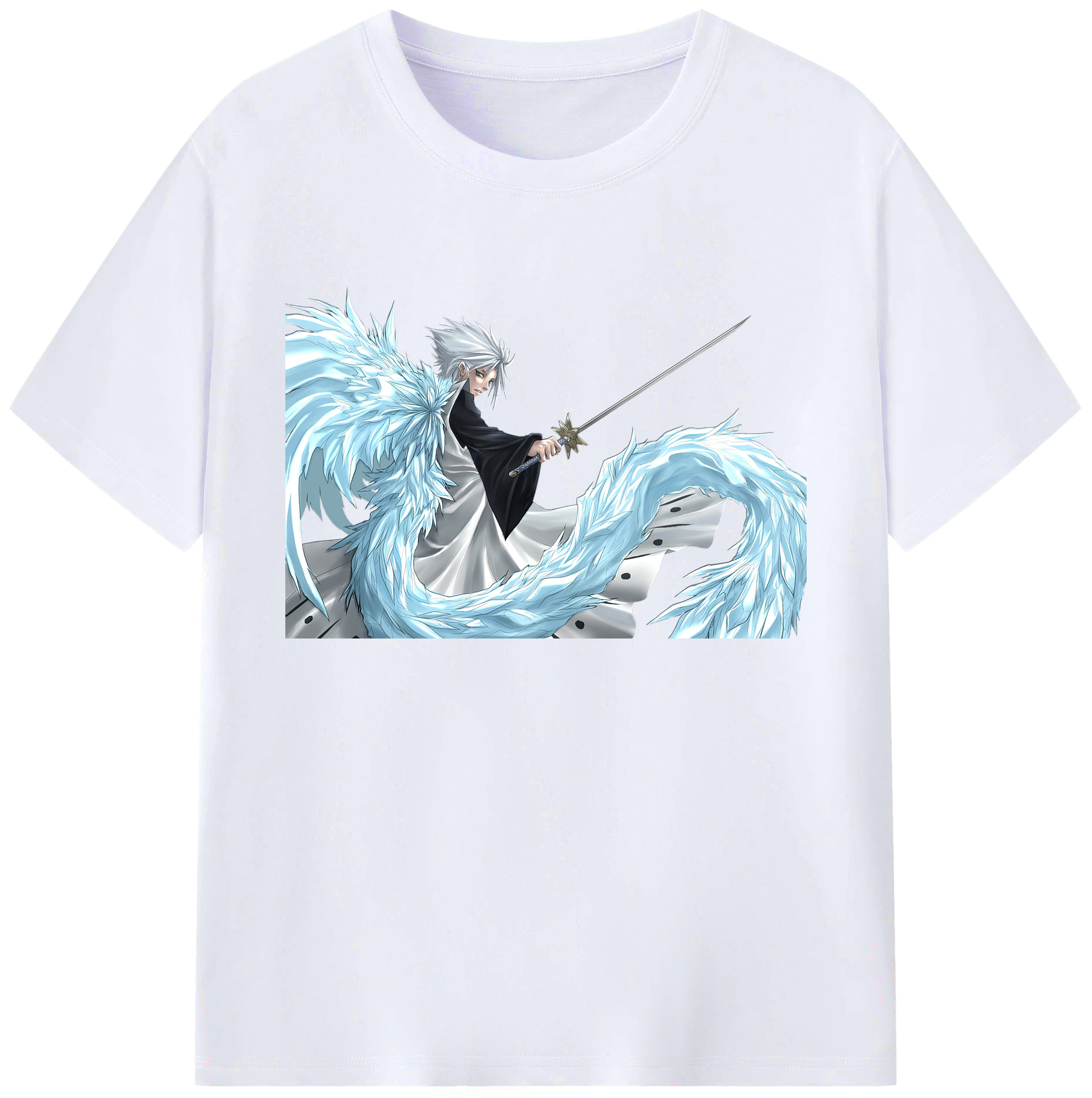 （画像用） ブリーチ 日番谷冬獅郎（ひつがや とうしろう） BLEACH Hitsugaya Toushirou 綿100％ メンズ半袖Tシャツ｜肌触りやわらか＆通気性