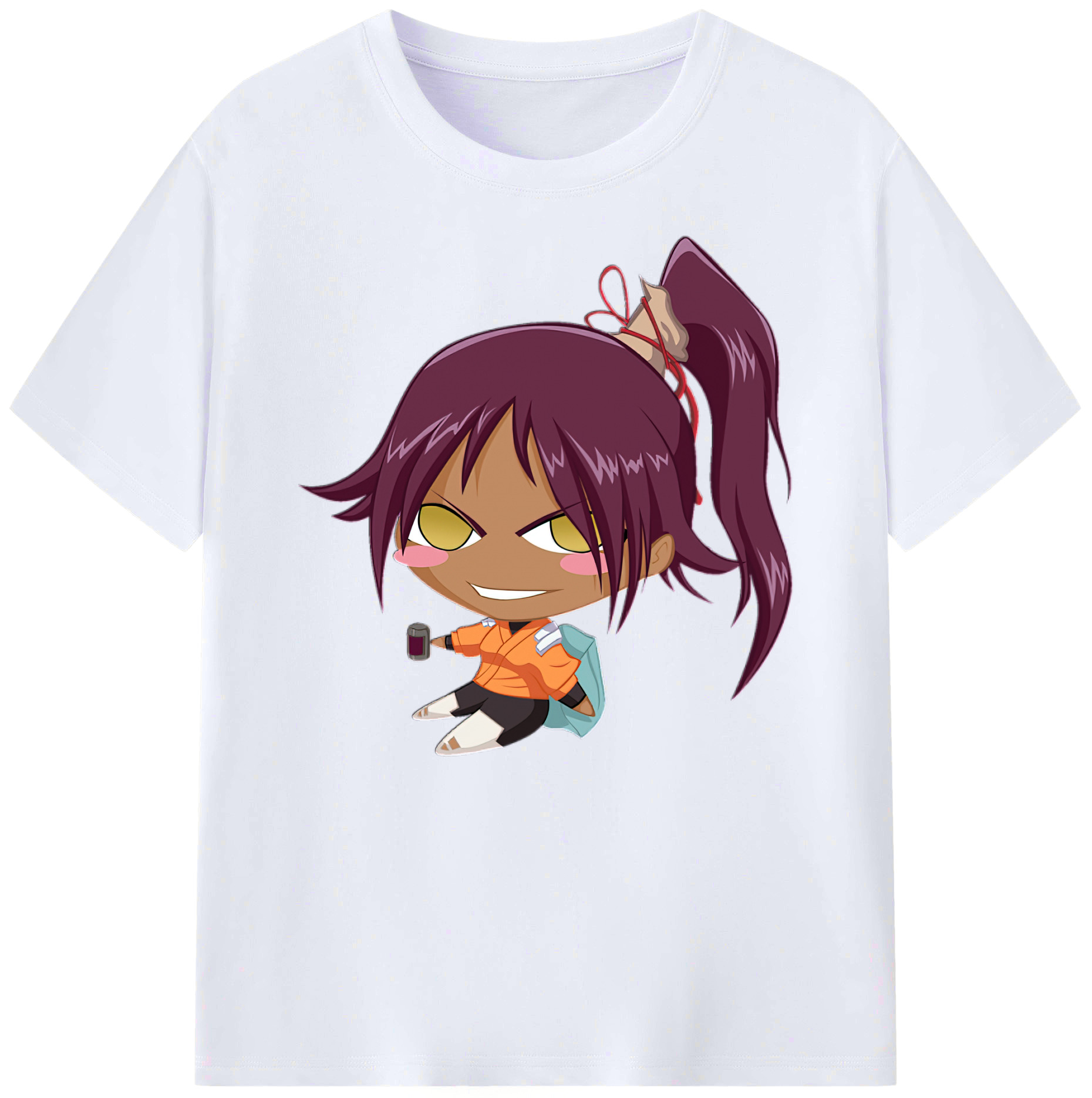 （画像用） ブリーチ 四楓院 夜一（しほういん よるいち） BLEACH Shihouin Yoruichi 綿100％ メンズ半袖Tシャツ｜肌触りやわらか＆通気性