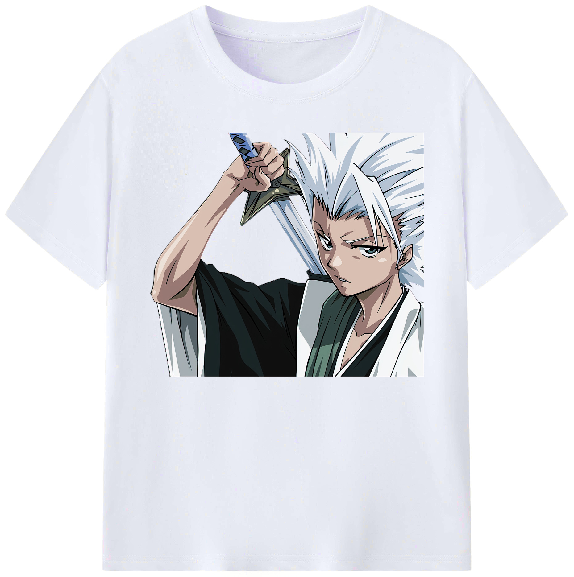 （画像用） ブリーチ 日番谷冬獅郎（ひつがや とうしろう） BLEACH Hitsugaya Toushirou 綿100％ メンズ半袖Tシャツ｜肌触りやわらか＆通気性
