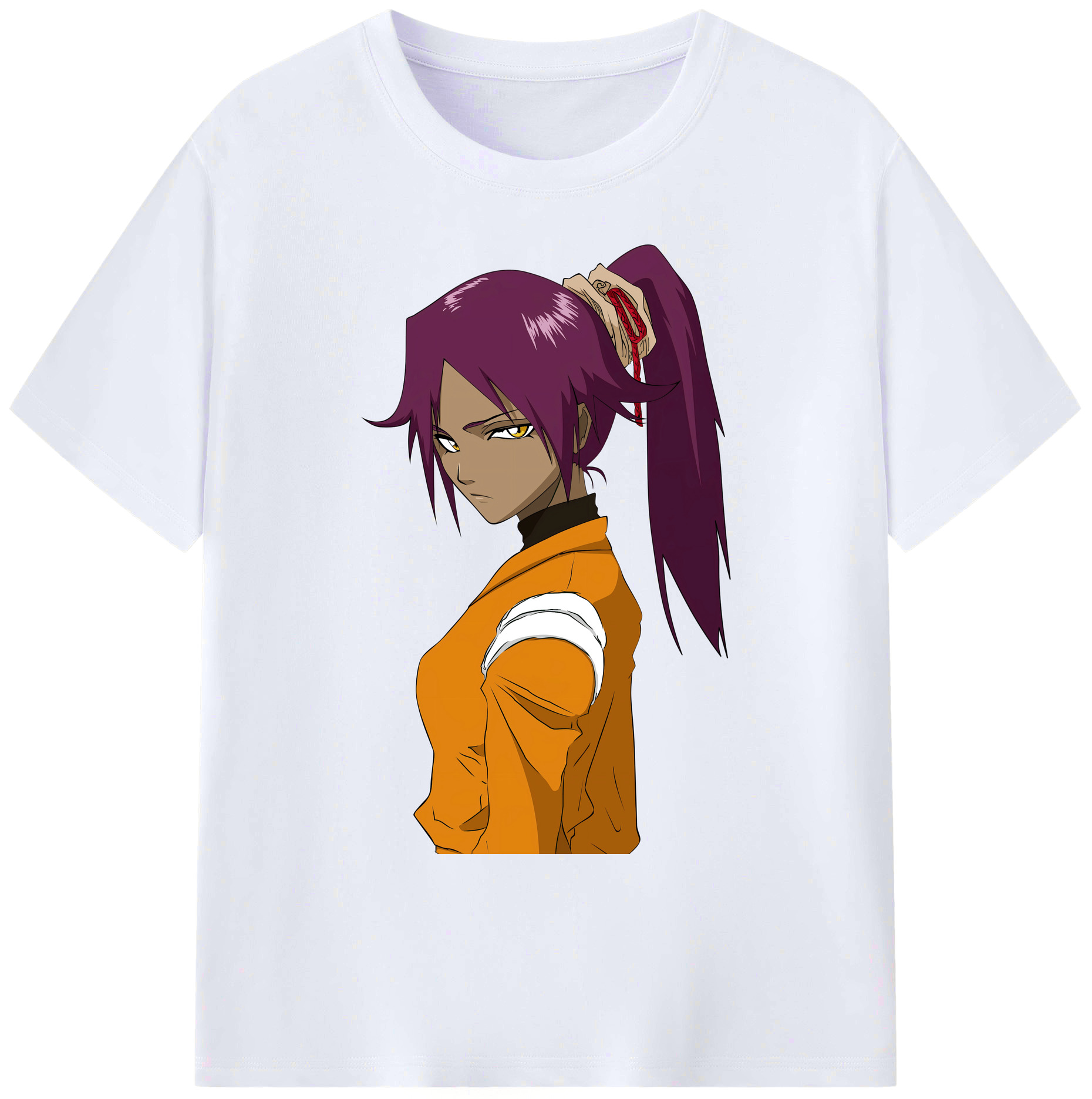 （画像用） ブリーチ 四楓院 夜一（しほういん よるいち） BLEACH Shihouin Yoruichi 綿100％ メンズ半袖Tシャツ｜肌触りやわらか＆通気性