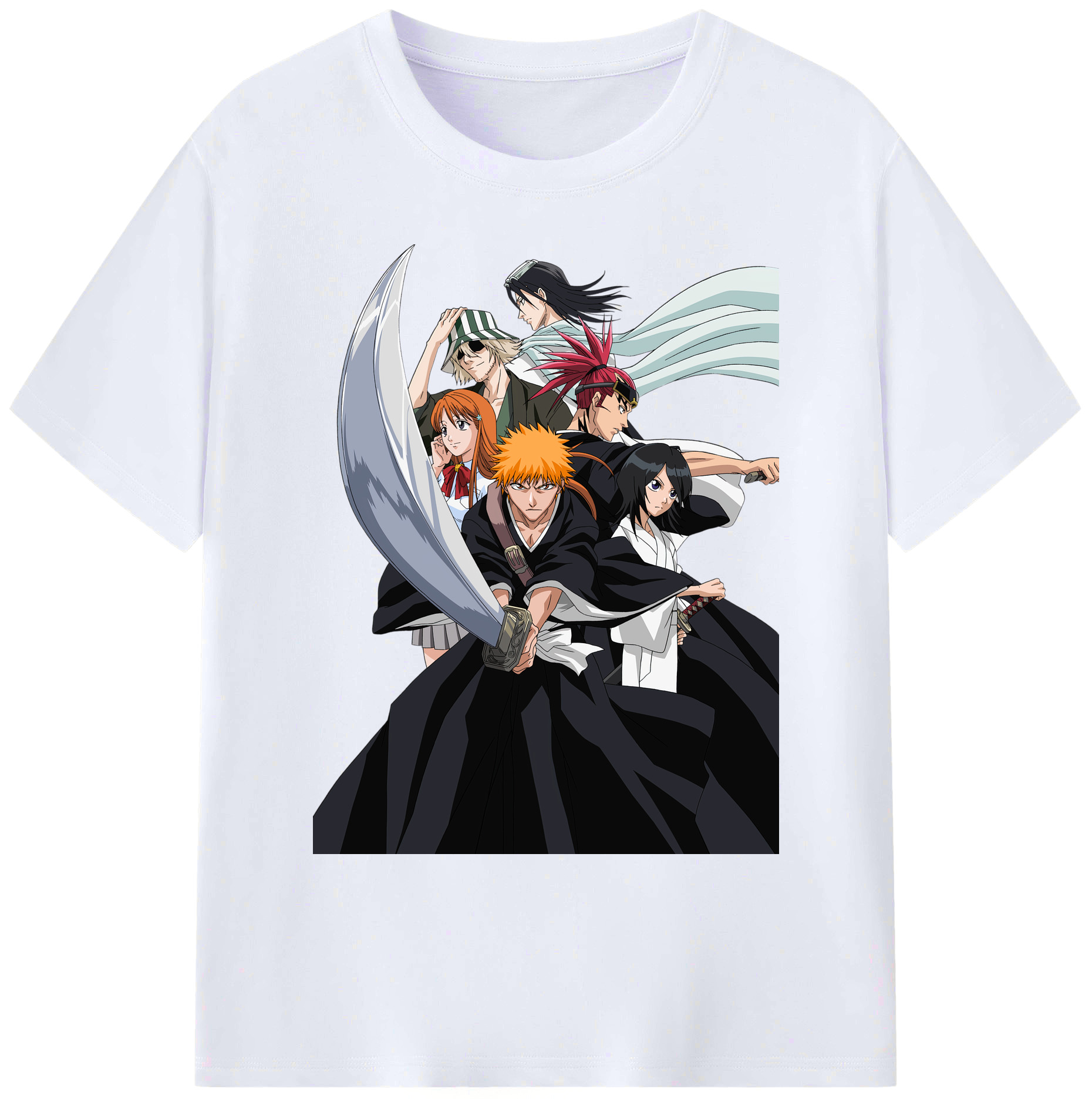 （画像用） ブリーチ 黒崎一護（くろさき いちご）BLEACH Kurosaki Ichigo 綿100％ メンズ半袖Tシャツ｜肌触りやわらか＆通気性