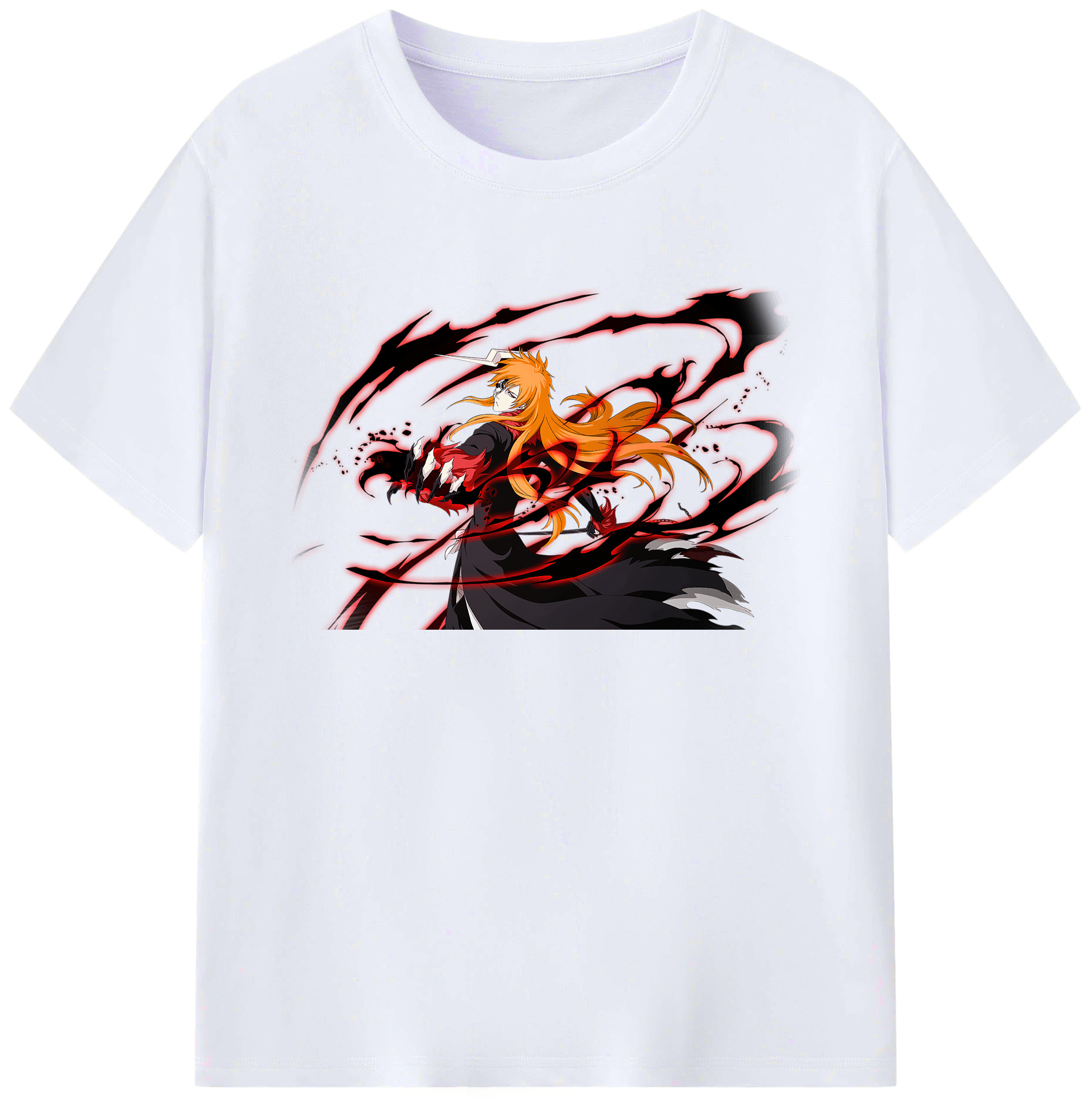 （画像用） ブリーチ 黒崎一護（くろさき いちご）BLEACH Kurosaki Ichigo 綿100％ メンズ半袖Tシャツ｜肌触りやわらか＆通気性