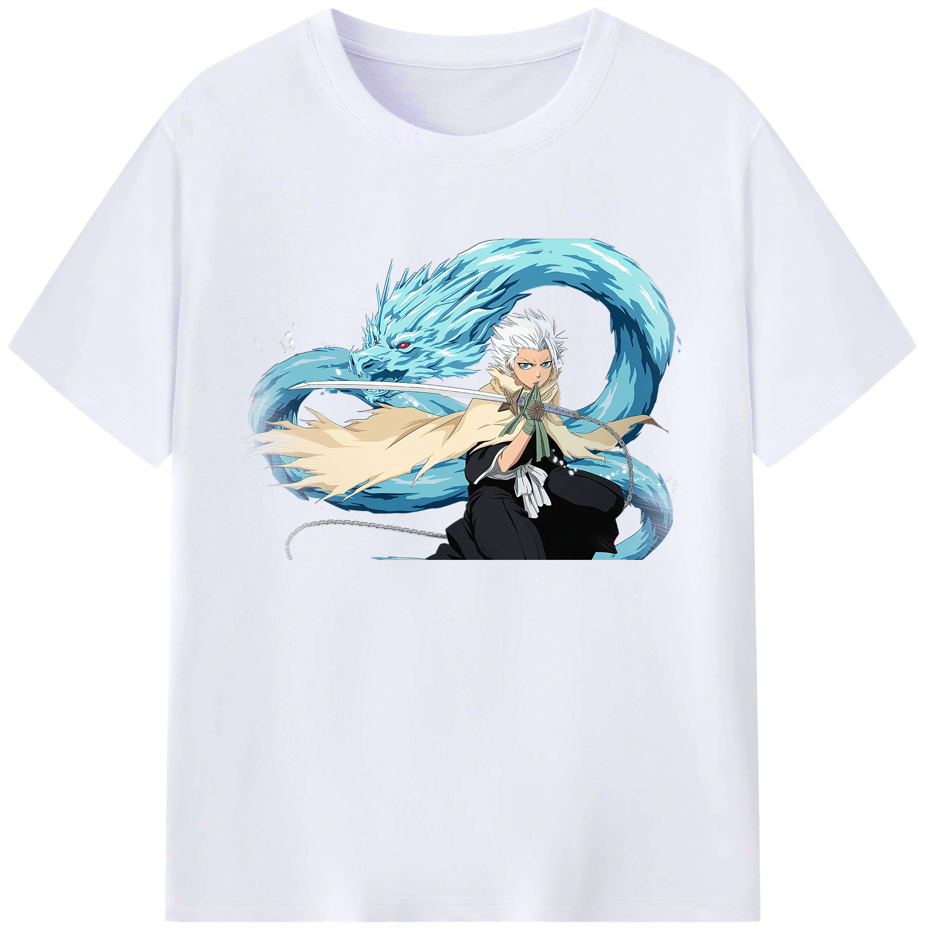 （画像用） ブリーチ 日番谷冬獅郎（ひつがや とうしろう） BLEACH Hitsugaya Toushirou 綿100％ メンズ半袖Tシャツ｜肌触りやわらか＆通気性
