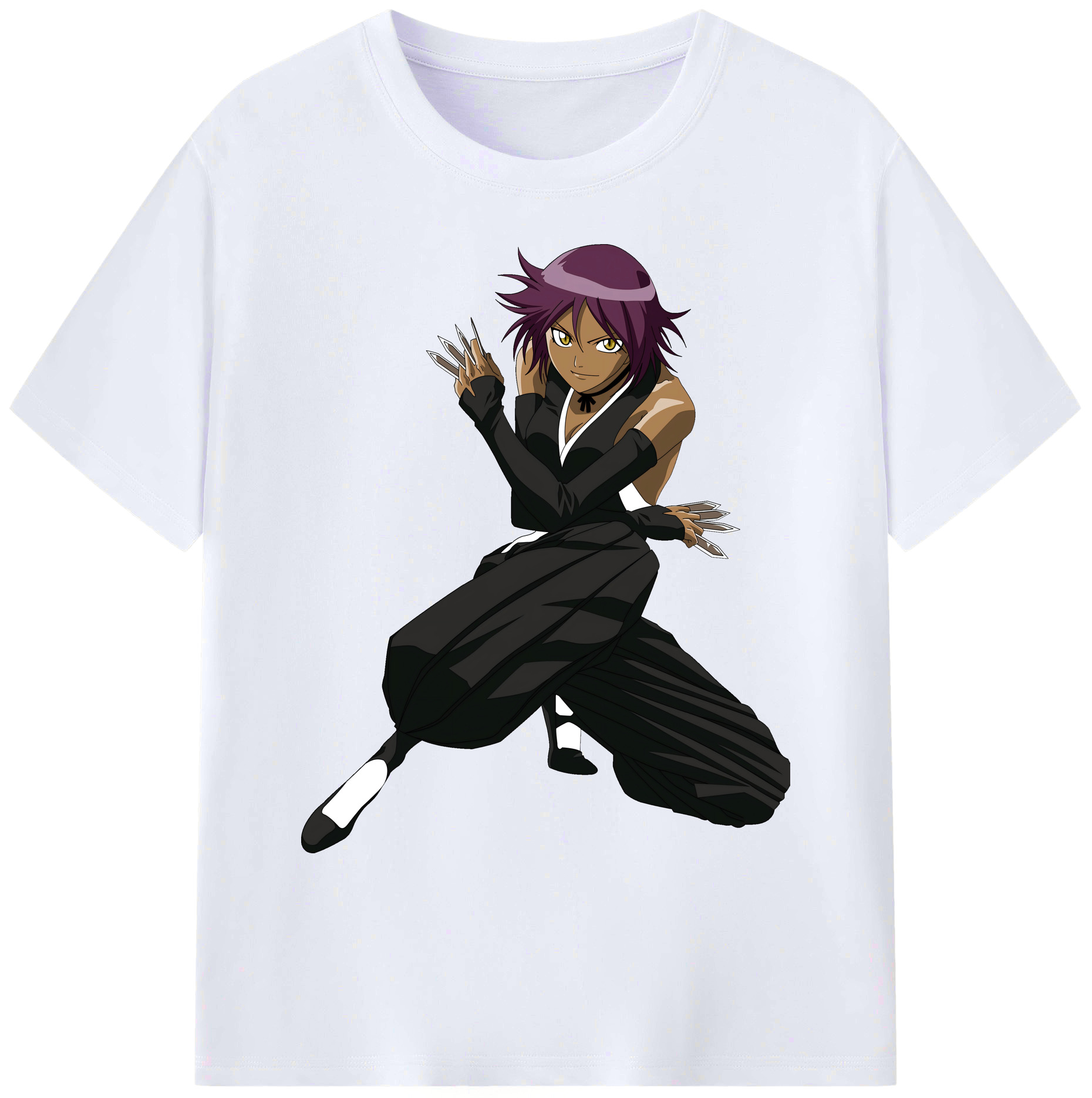 （画像用） ブリーチ 四楓院 夜一（しほういん よるいち） BLEACH Shihouin Yoruichi 綿100％ メンズ半袖Tシャツ｜肌触りやわらか＆通気性