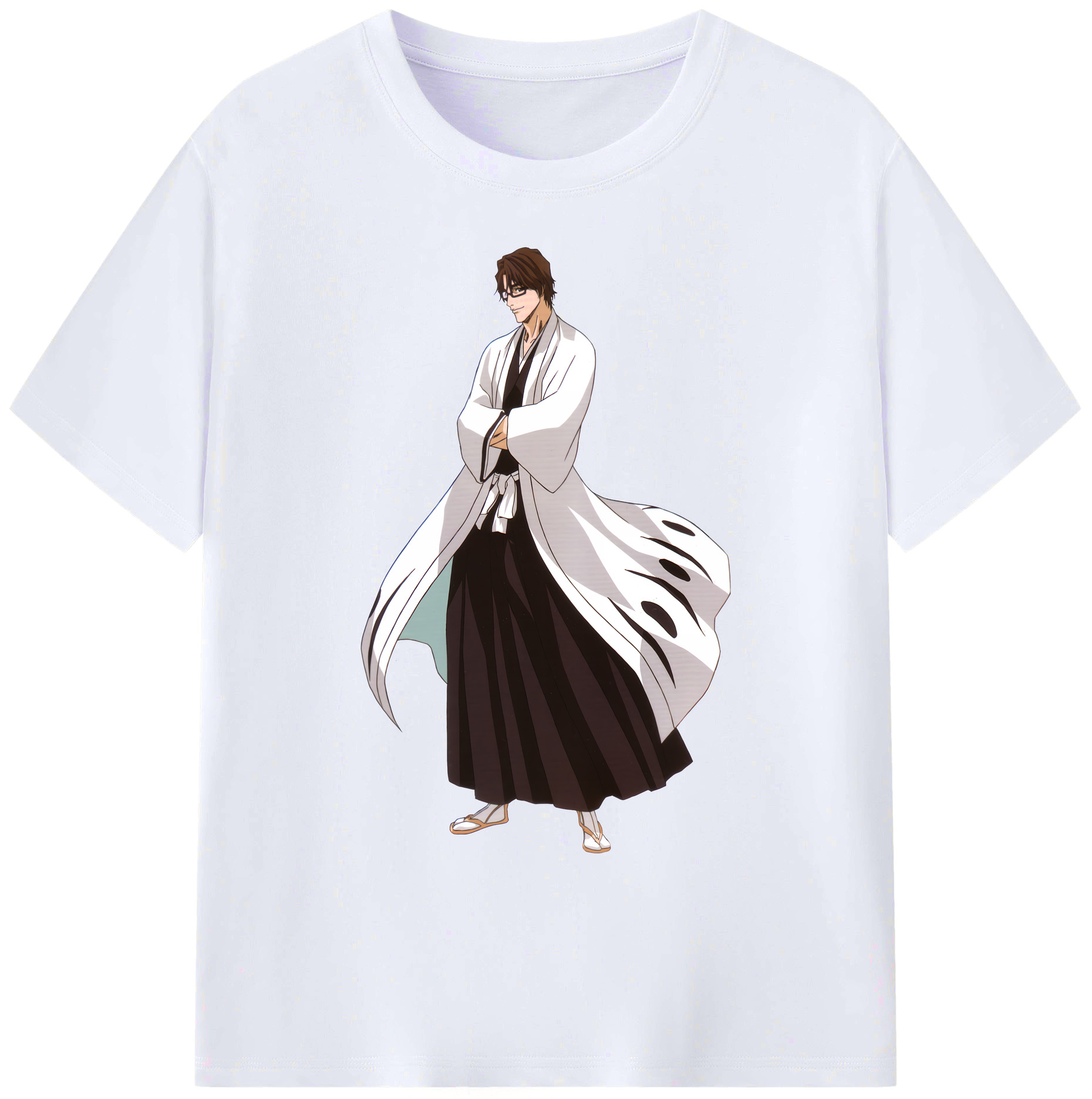 （画像用） ブリーチ 藍染 惣右介（あいぜん そうすけ） BLEACH Aizen Sousuke 綿100％ メンズ半袖Tシャツ｜肌触りやわらか＆通気性