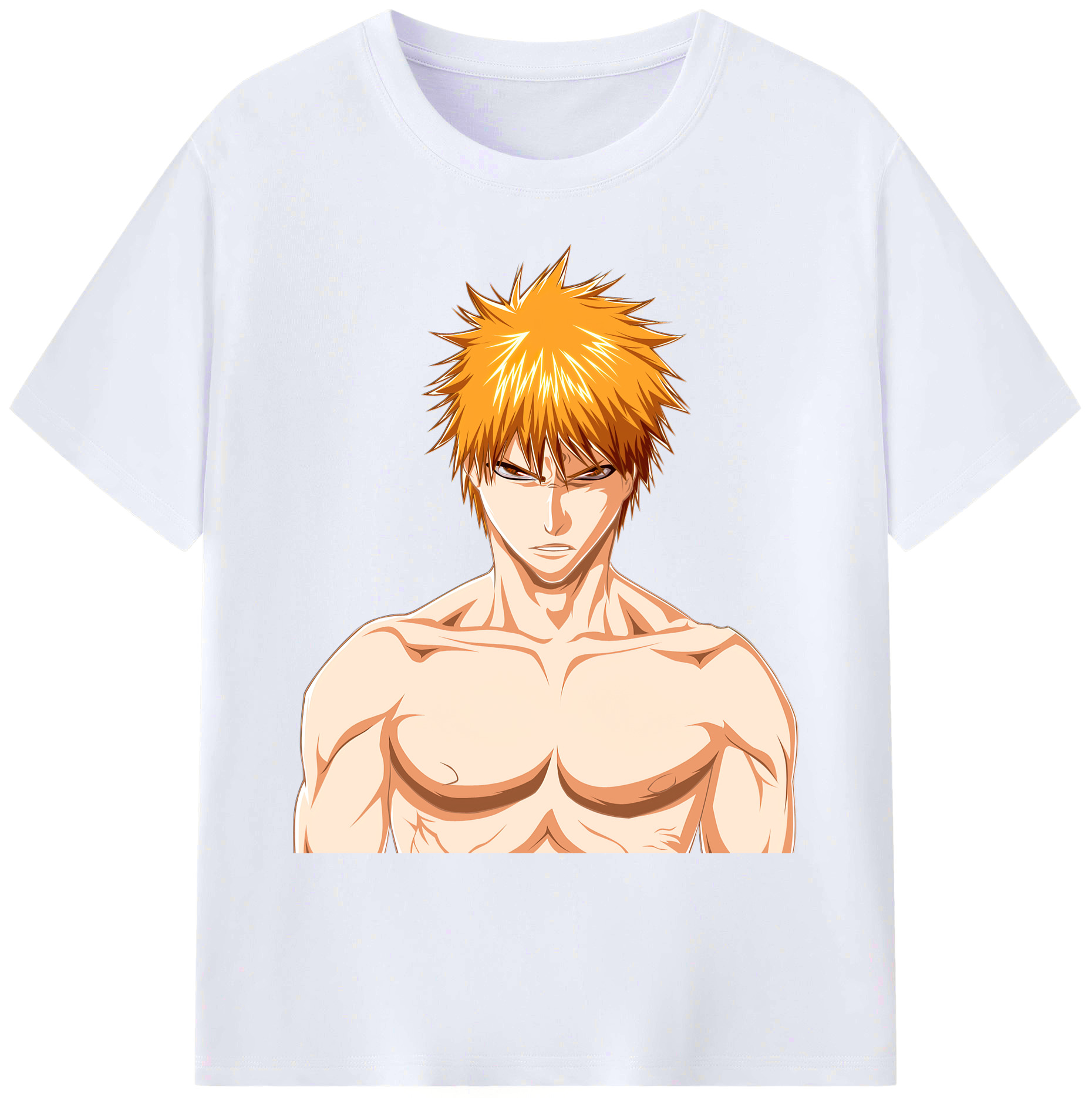 （画像用） ブリーチ 黒崎一護（くろさき いちご）BLEACH Kurosaki Ichigo 綿100％ メンズ半袖Tシャツ｜肌触りやわらか＆通気性