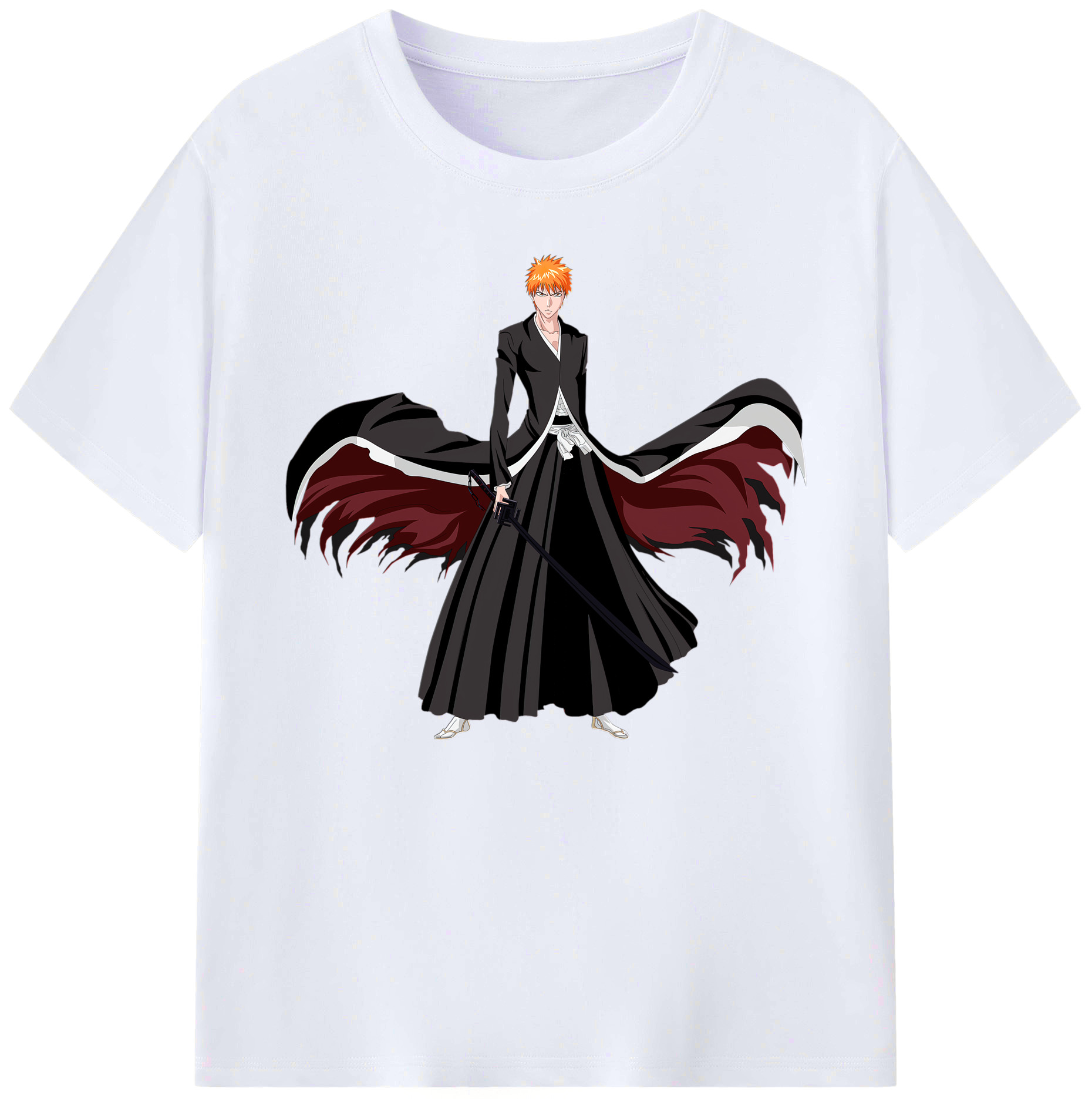 （画像用） ブリーチ 黒崎一護（くろさき いちご）BLEACH Kurosaki Ichigo 綿100％ メンズ半袖Tシャツ｜肌触りやわらか＆通気性