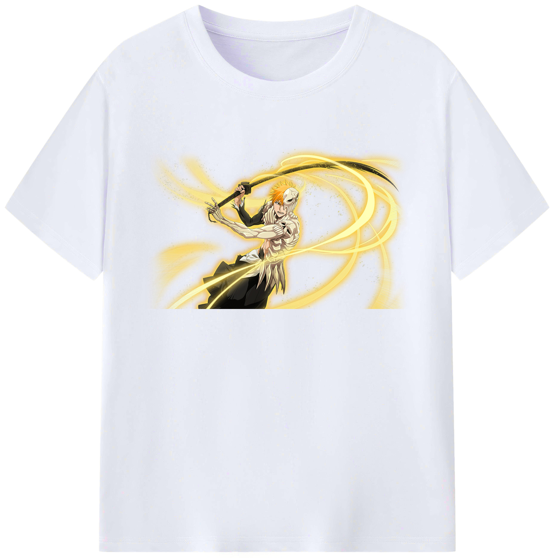 （画像用） ブリーチ 黒崎一護（くろさき いちご）BLEACH Kurosaki Ichigo 綿100％ メンズ半袖Tシャツ｜肌触りやわらか＆通気性