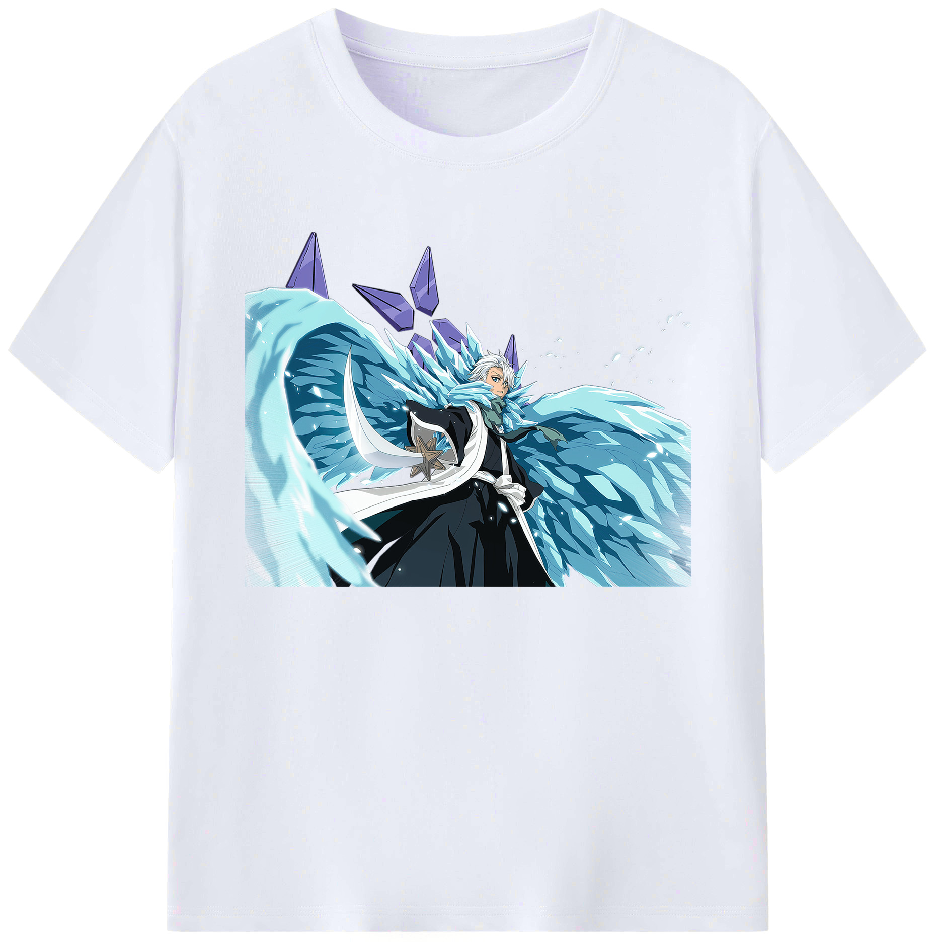 （画像用） ブリーチ 日番谷冬獅郎（ひつがや とうしろう） BLEACH Hitsugaya Toushirou 綿100％ メンズ半袖Tシャツ｜肌触りやわらか＆通気性