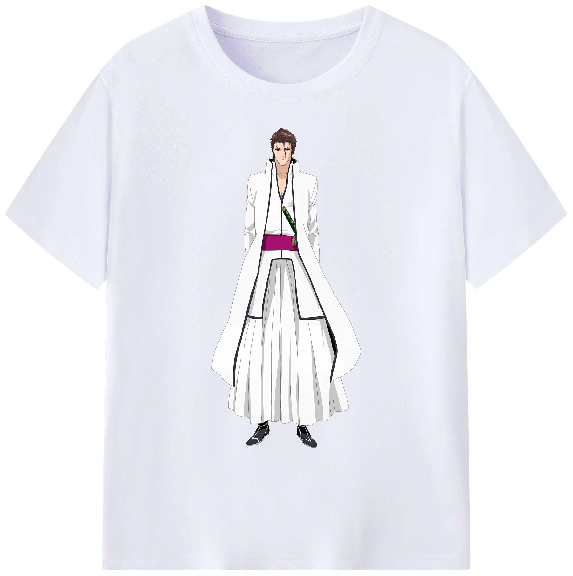 （画像用） ブリーチ 藍染 惣右介（あいぜん そうすけ） BLEACH Aizen Sousuke 綿100％ メンズ半袖Tシャツ｜肌触りやわらか＆通気性