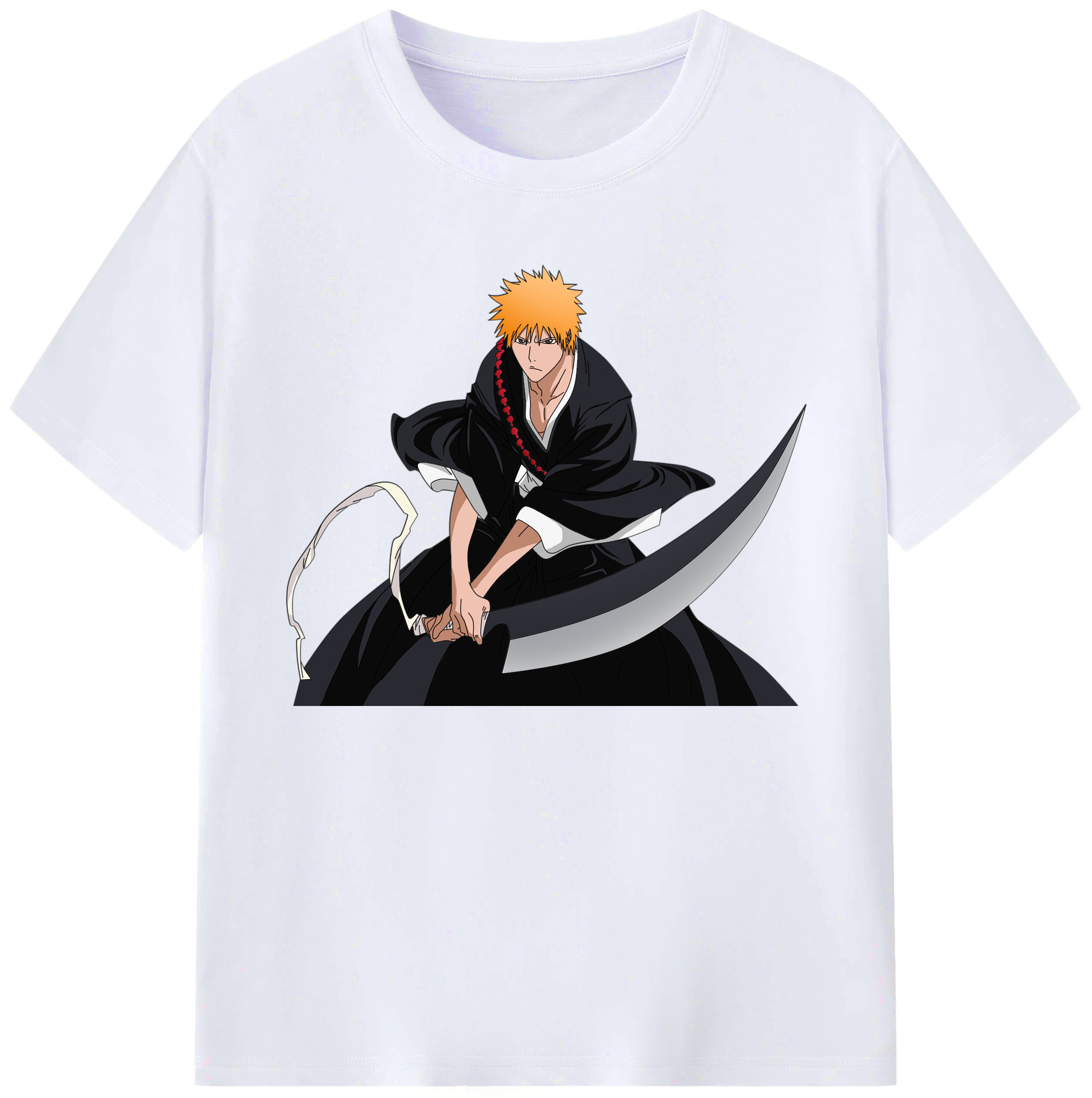 （画像用） ブリーチ 黒崎一護（くろさき いちご）BLEACH Kurosaki Ichigo 綿100％ メンズ半袖Tシャツ｜肌触りやわらか＆通気性