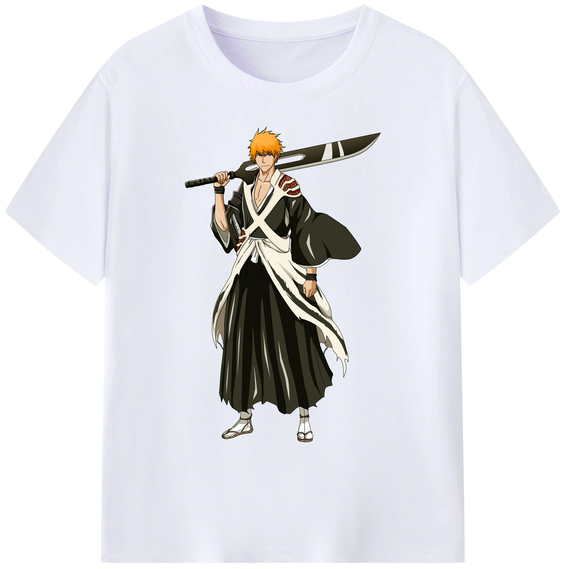 （画像用） ブリーチ 黒崎一護（くろさき いちご）BLEACH Kurosaki Ichigo 綿100％ メンズ半袖Tシャツ｜肌触りやわらか＆通気性