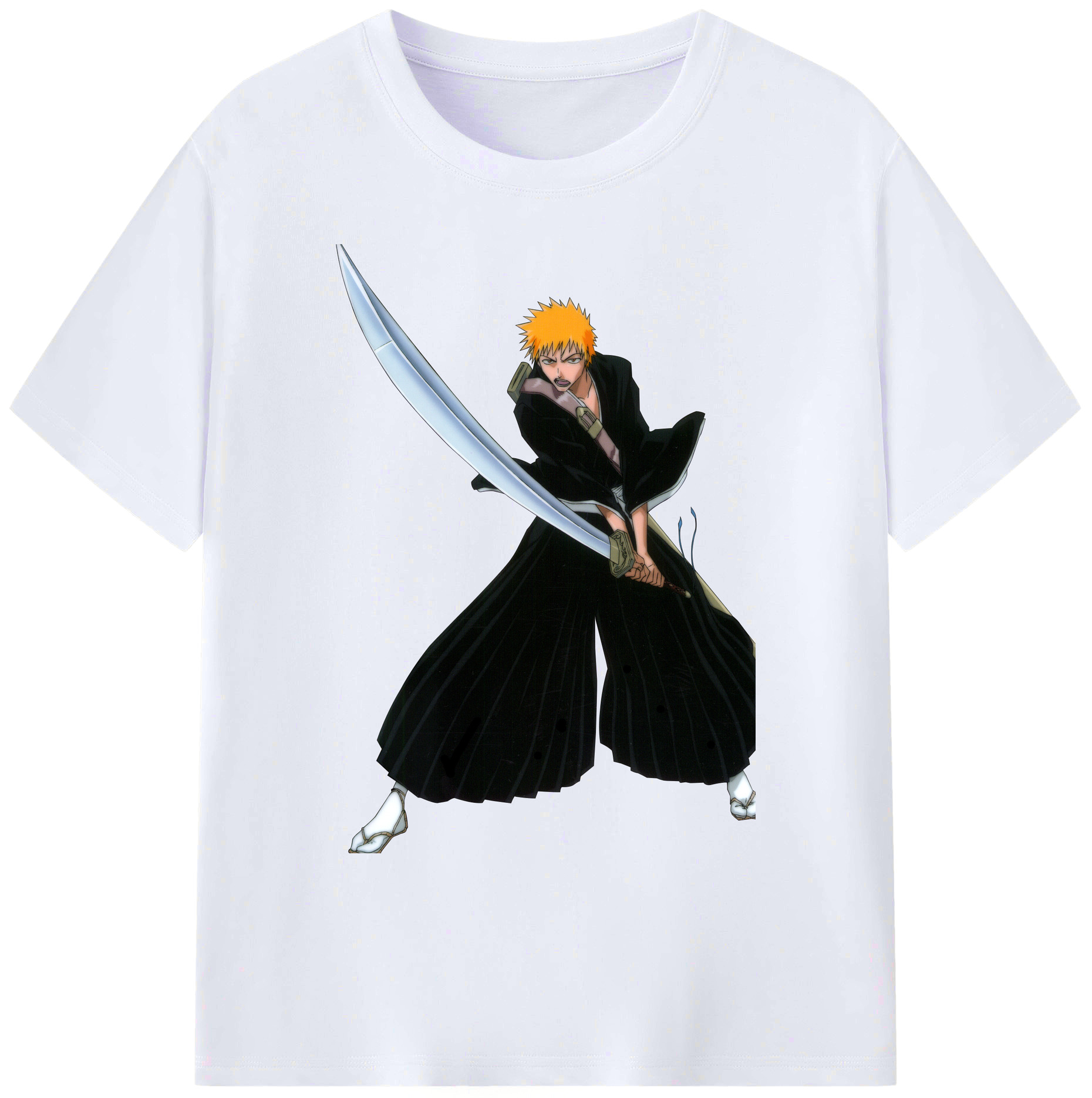 （画像用） ブリーチ 黒崎一護（くろさき いちご）BLEACH Kurosaki Ichigo 綿100％ メンズ半袖Tシャツ｜肌触りやわらか＆通気性