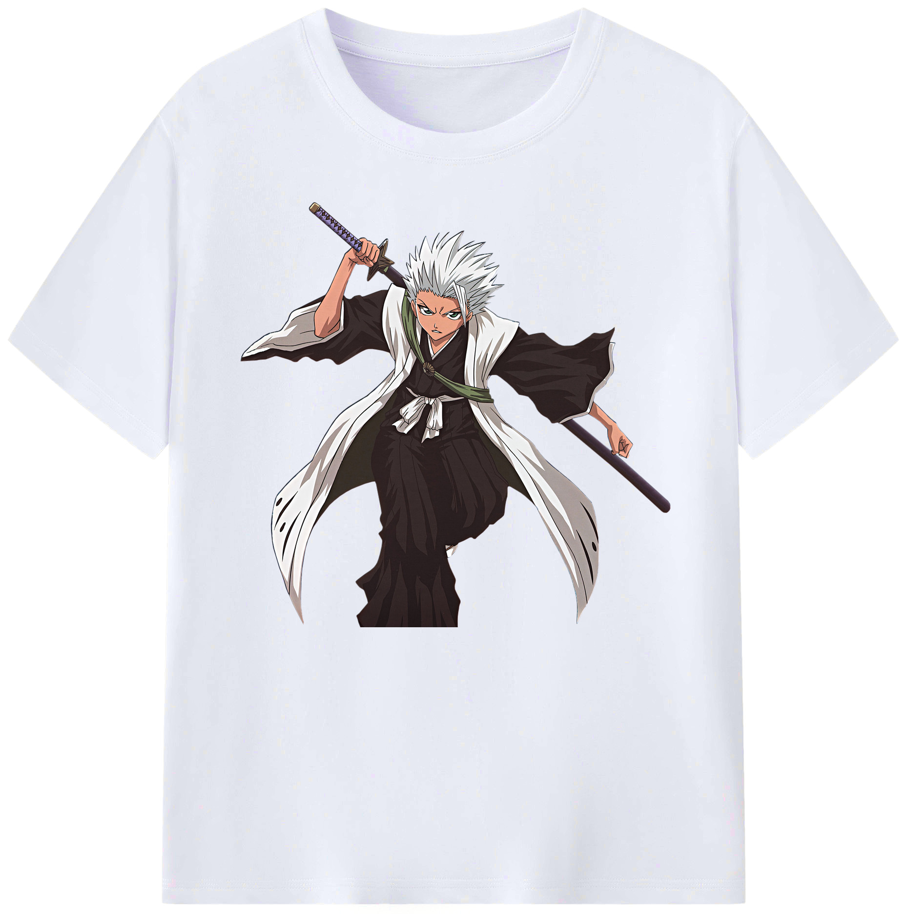 （画像用） ブリーチ 日番谷冬獅郎（ひつがや とうしろう） BLEACH Hitsugaya Toushirou 綿100％ メンズ半袖Tシャツ｜肌触りやわらか＆通気性
