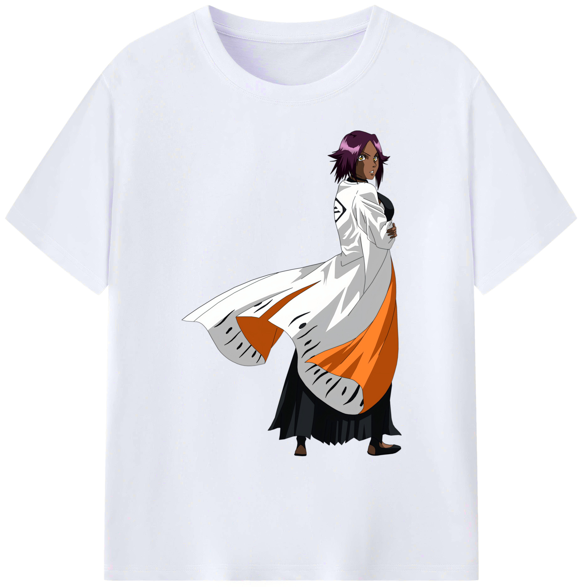 （画像用） ブリーチ 四楓院 夜一（しほういん よるいち） BLEACH Shihouin Yoruichi 綿100％ メンズ半袖Tシャツ｜肌触りやわらか＆通気性